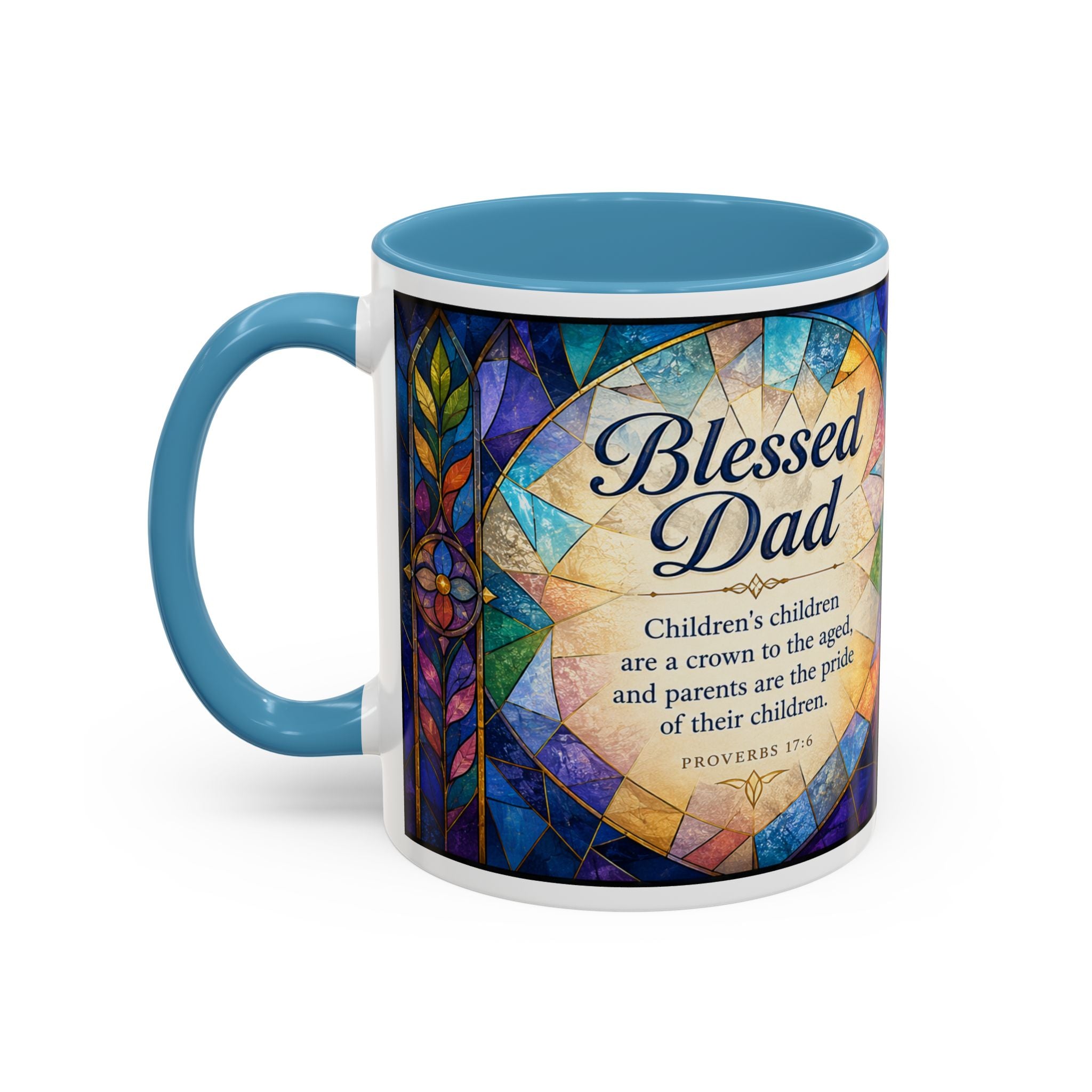 Blessed Dad Mug, Christian Fathers Day Gift, Bible Verse Mug for Dad, Proverbs 17:6 Coffee Cup, Faith Gift for Father Grandpa Husband