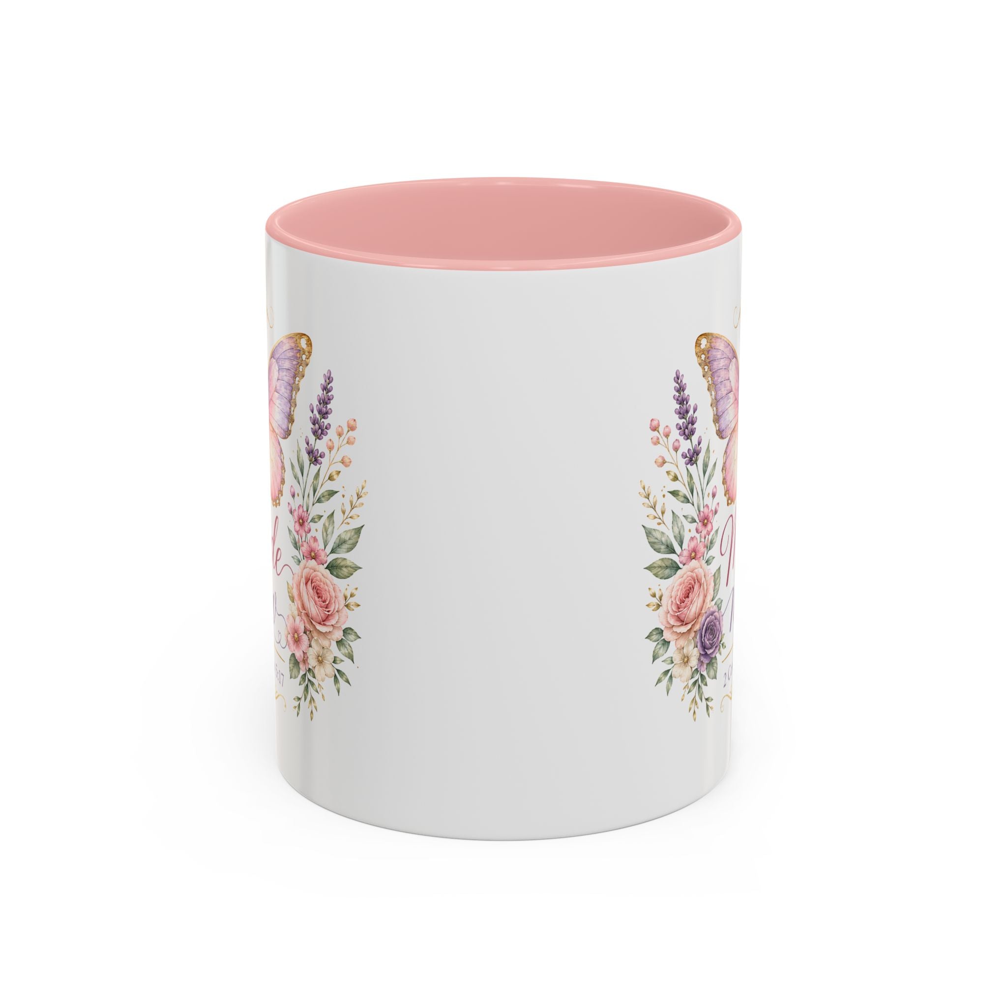 Biblical Butterfly Cup Accent Coffee Mug | Scripture Floral Ceramic
