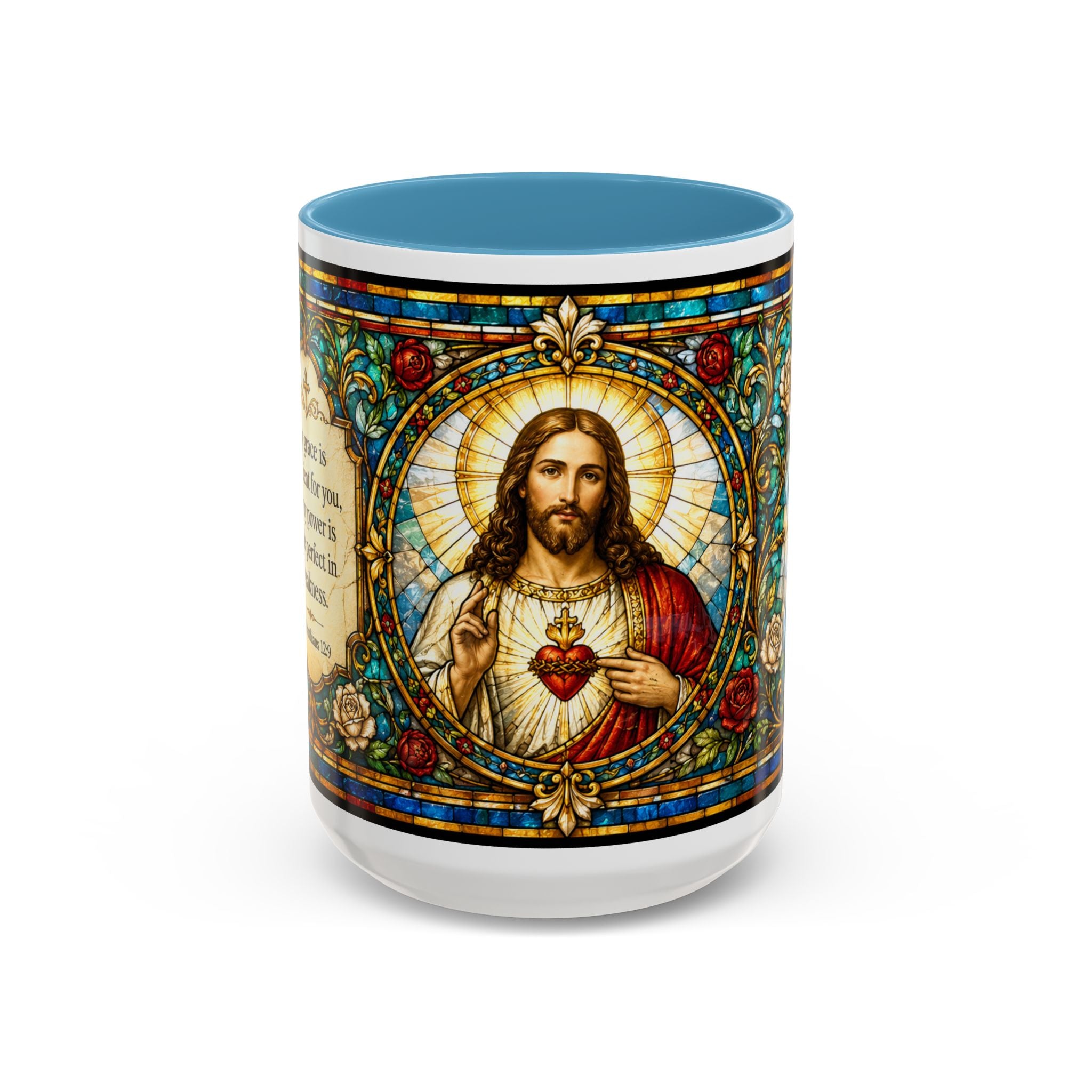 Sacred Heart Jesus Stained Glass Mug | Accent Coffee Mug 11oz 15oz