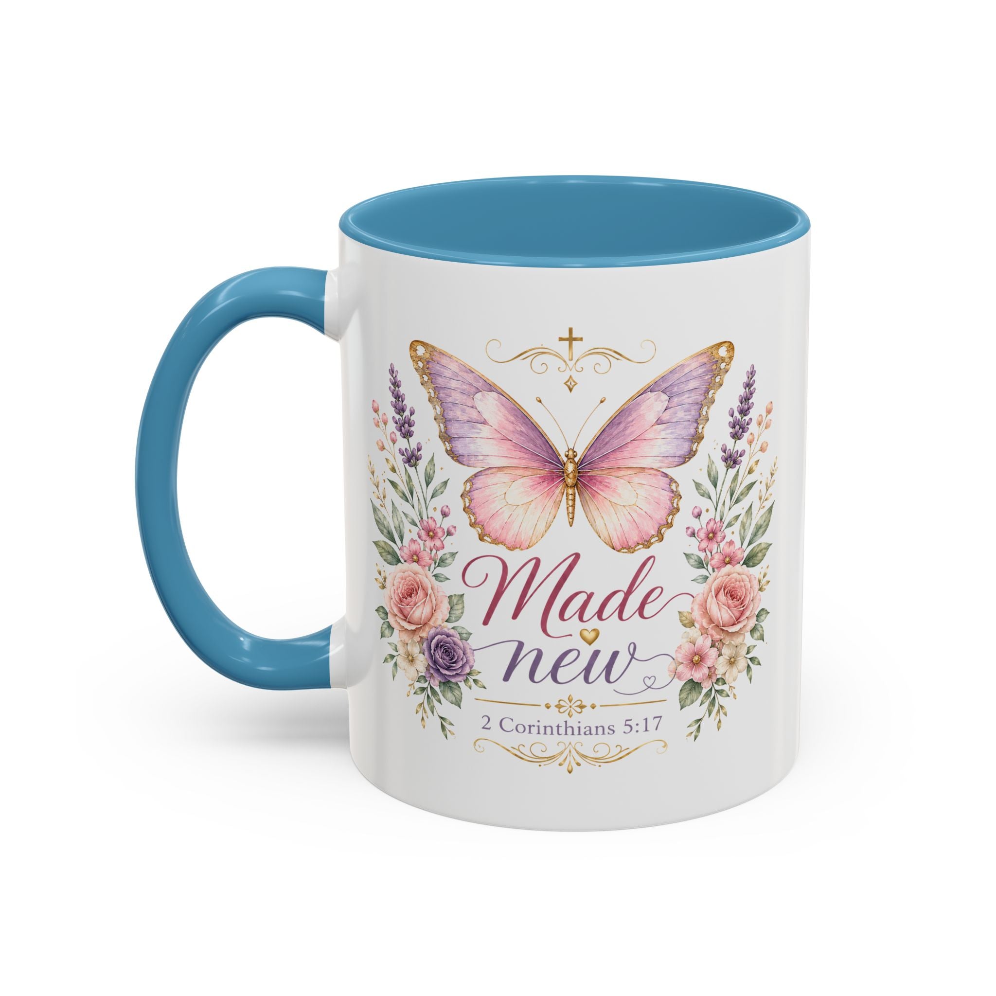Biblical Butterfly Cup Accent Coffee Mug | Scripture Floral Ceramic