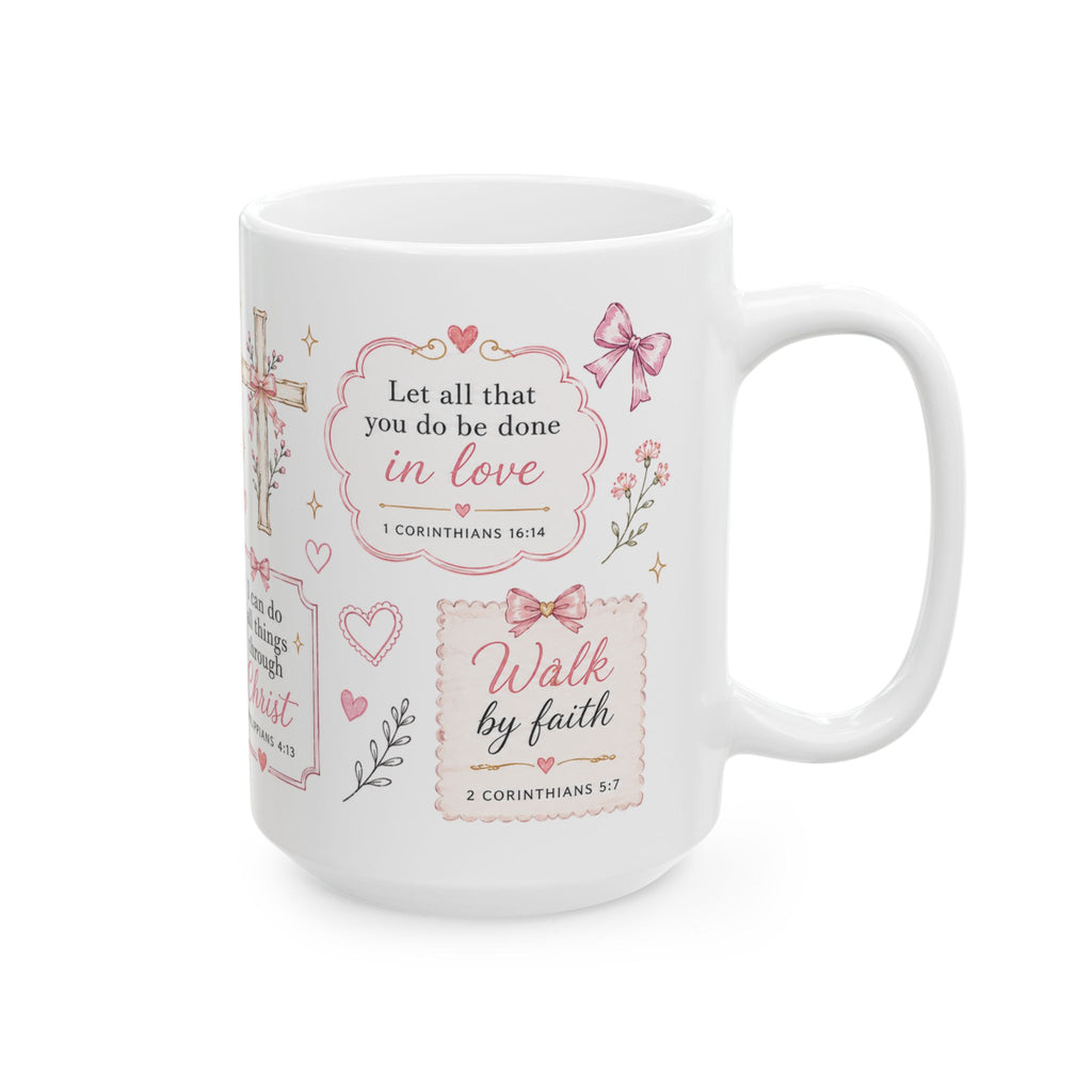 Scripture Verse Floral Cross Mug