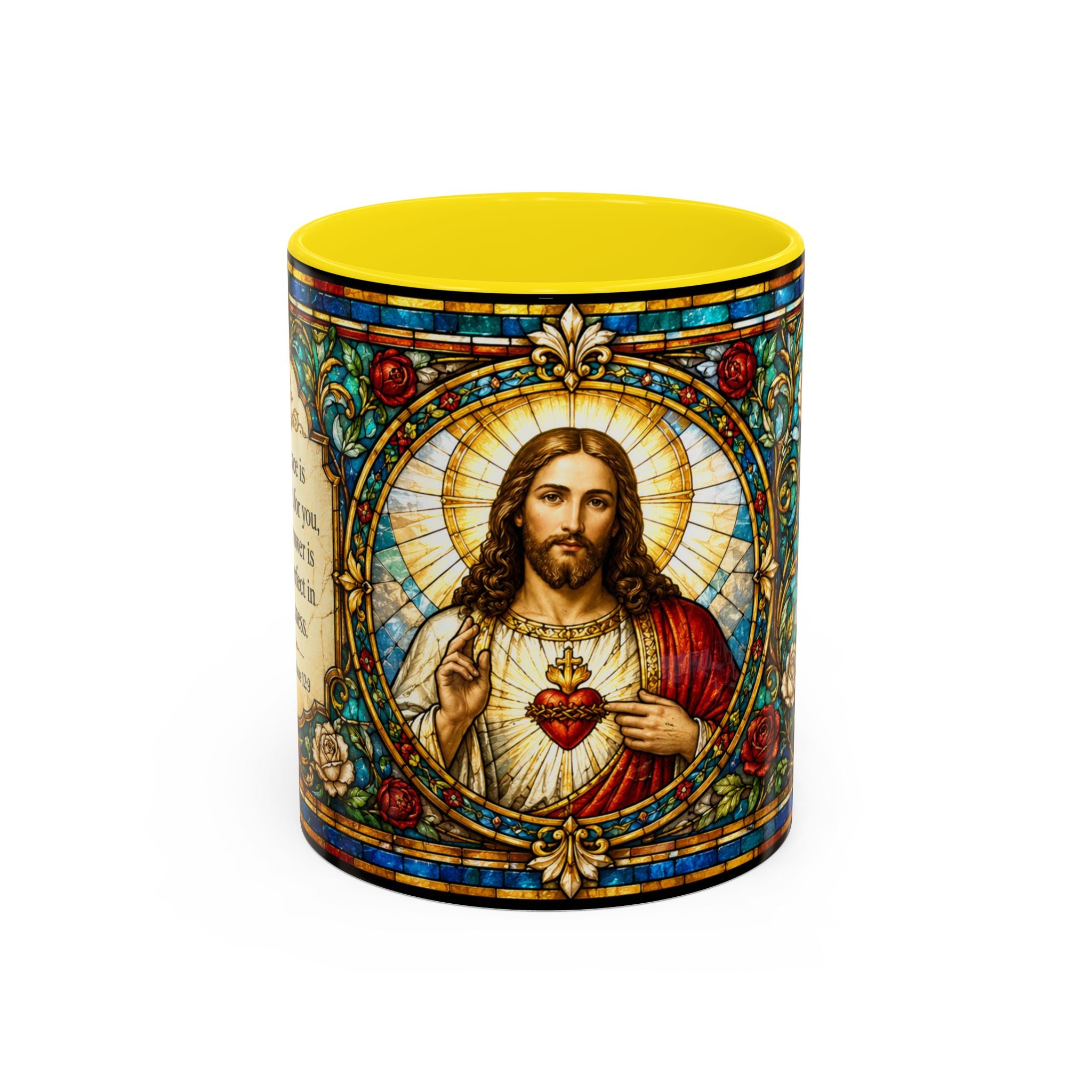 Sacred Heart Jesus Stained Glass Mug | Accent Coffee Mug 11oz 15oz