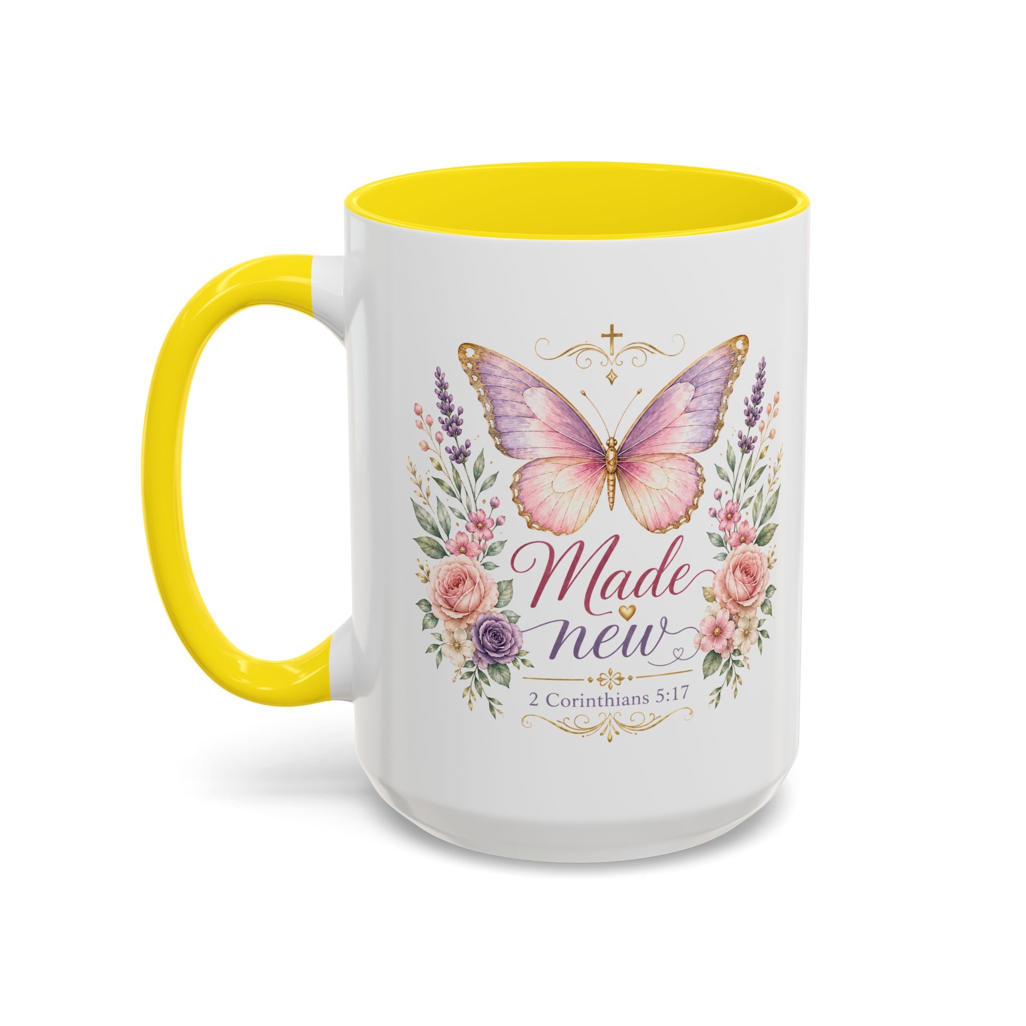 Biblical Butterfly Cup Accent Coffee Mug | Scripture Floral Ceramic