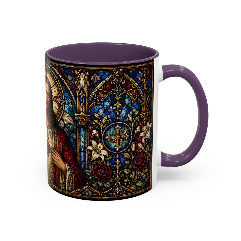 Sacred Heart Jesus Stained Glass Mug | Accent Coffee Mug