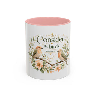 Spiritual Birds Illustration Accent Coffee Mug | Girly Bird Art 11oz 15oz