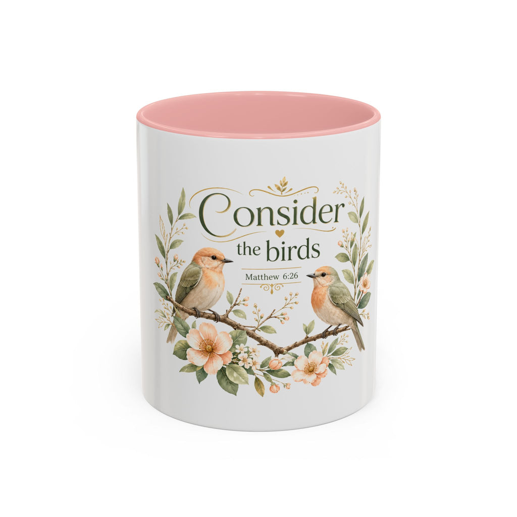 Spiritual Birds Illustration Accent Coffee Mug | Girly Bird Art 11oz 15oz