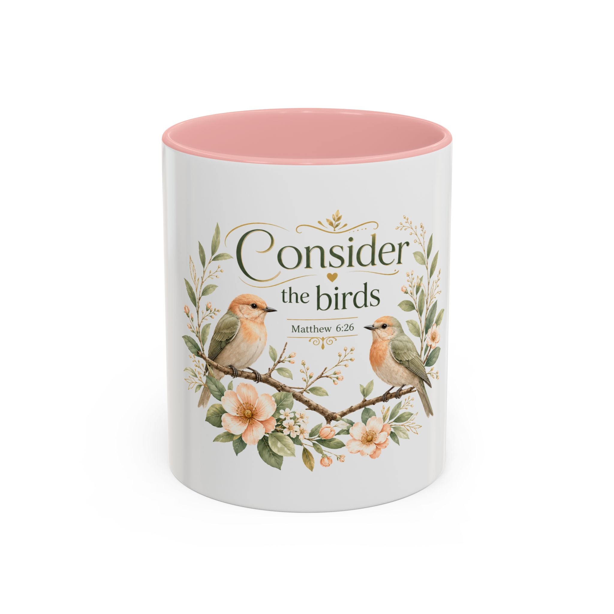 Spiritual Birds Illustration Accent Coffee Mug | Girly Bird Art 11oz 15oz