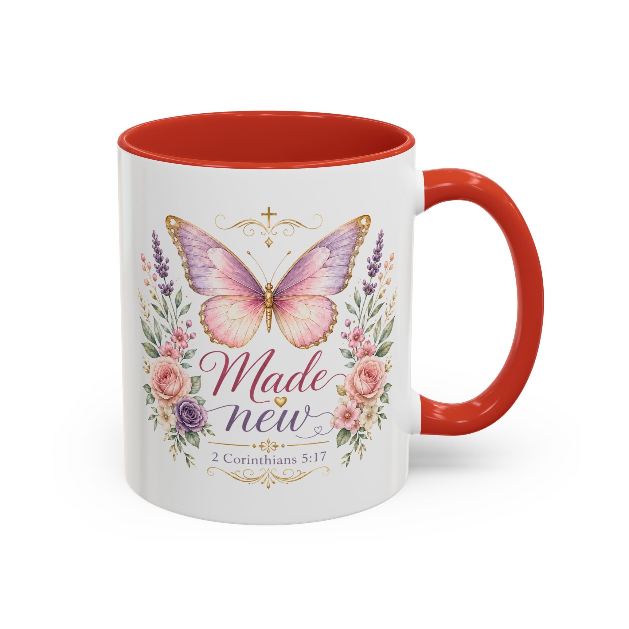 Biblical Butterfly Cup Accent Coffee Mug | Scripture Floral Ceramic