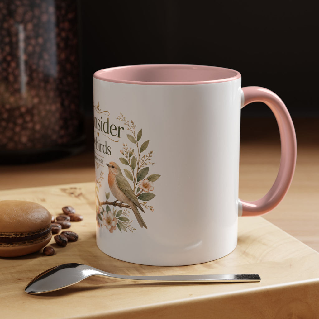 Spiritual Birds Illustration Accent Coffee Mug | Girly Bird Art 11oz 15oz