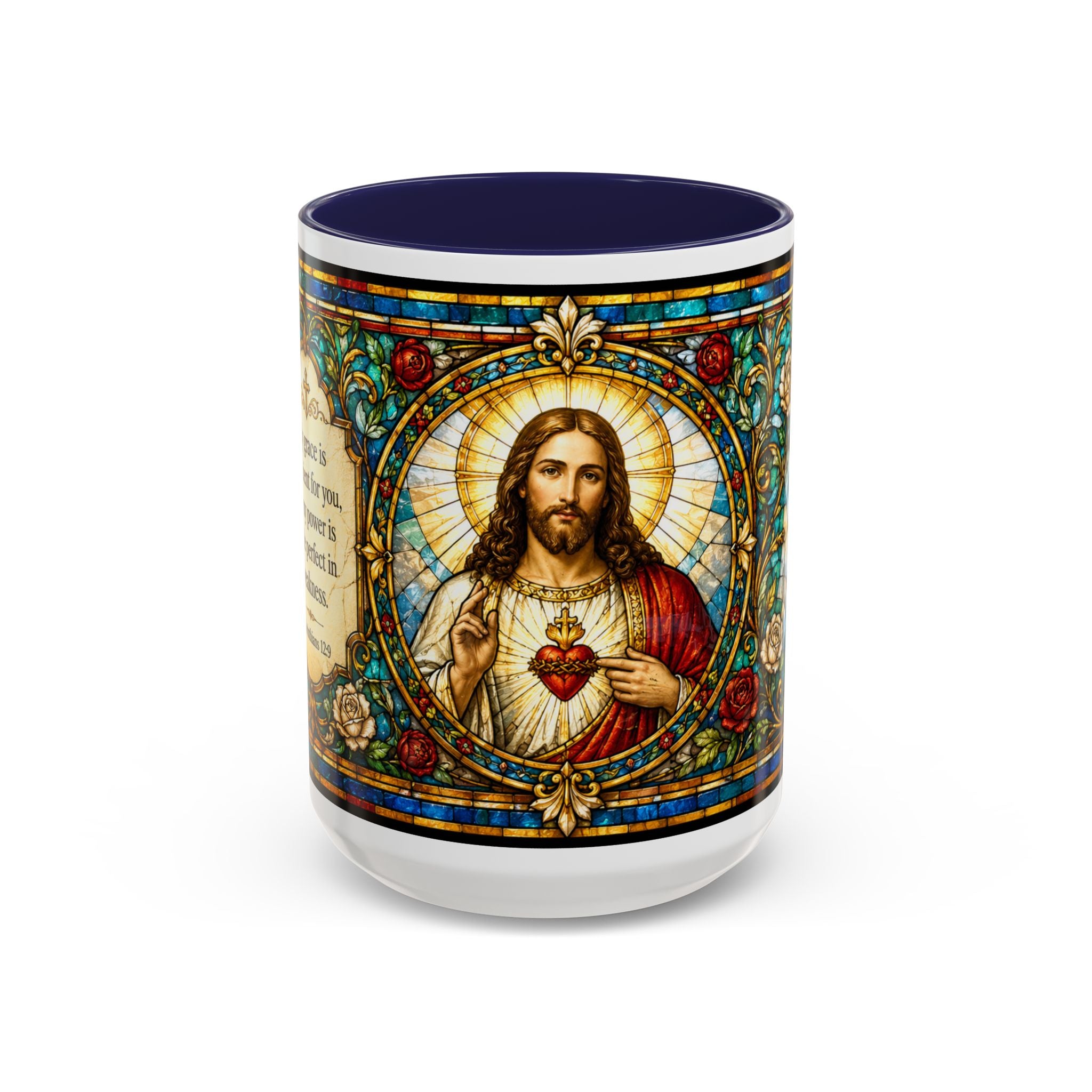 Sacred Heart Jesus Stained Glass Mug | Accent Coffee Mug 11oz 15oz