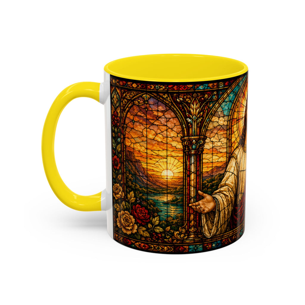 Jesus Stained Glass Artwork Mug | Accent Coffee Mug 11oz or 15oz