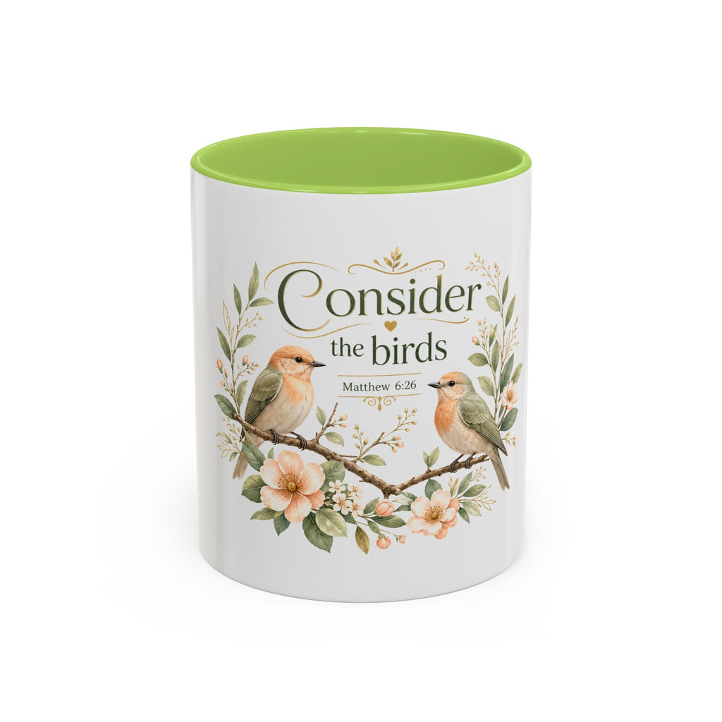 Spiritual Birds Illustration Accent Coffee Mug | Girly Bird Art 11oz 15oz