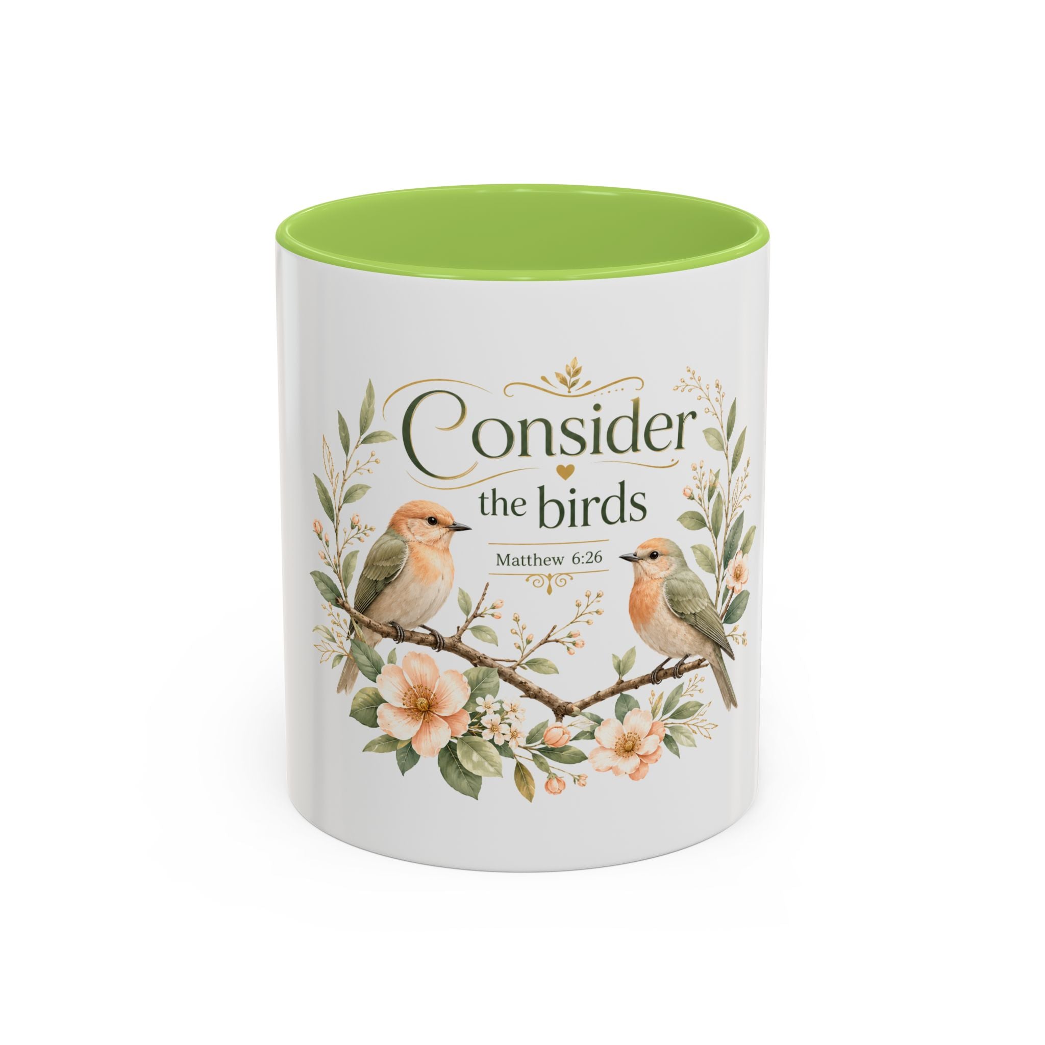 Spiritual Birds Illustration Accent Coffee Mug | Girly Bird Art 11oz 15oz