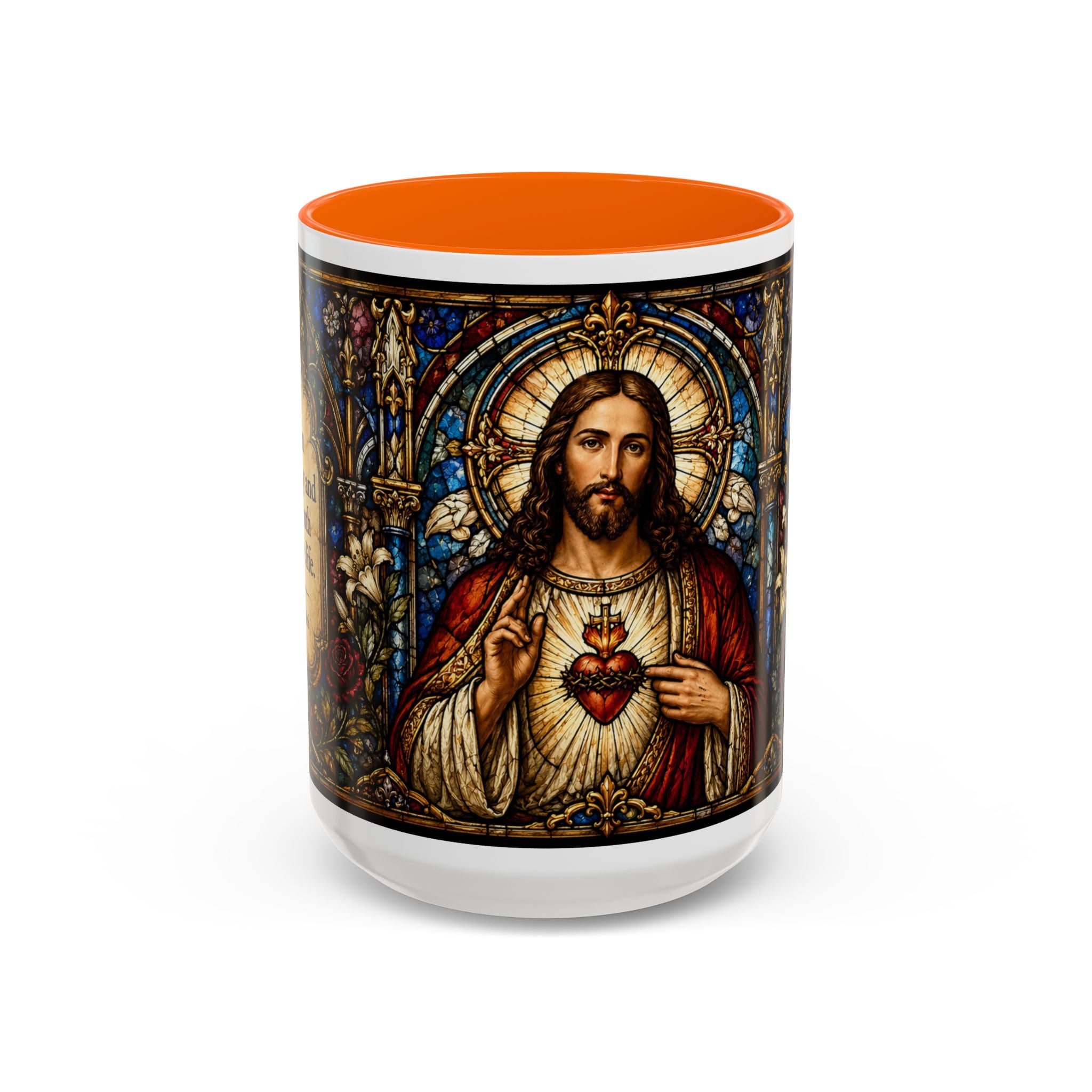 Sacred Heart Jesus Stained Glass Mug | Accent Coffee Mug