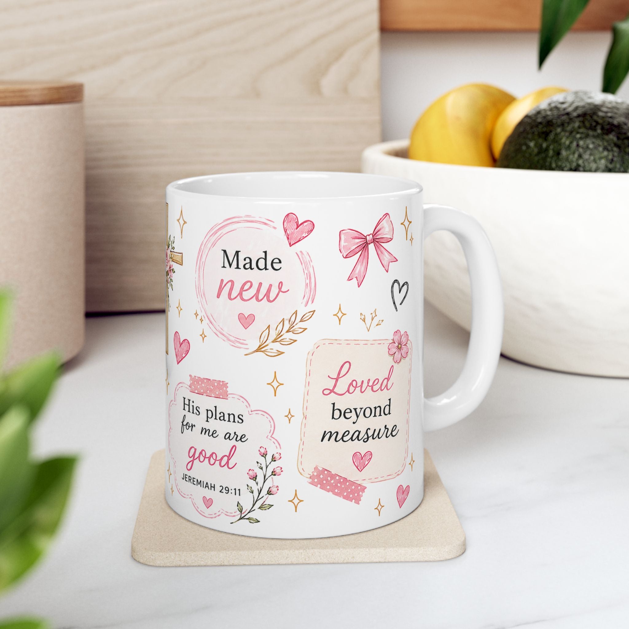 Floral Scripture Collage Mug