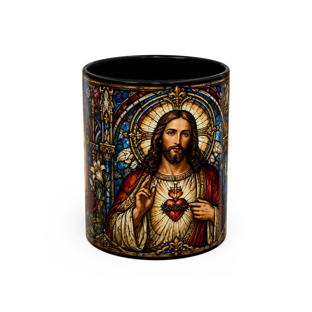 Sacred Heart Jesus Stained Glass Mug | Accent Coffee Mug