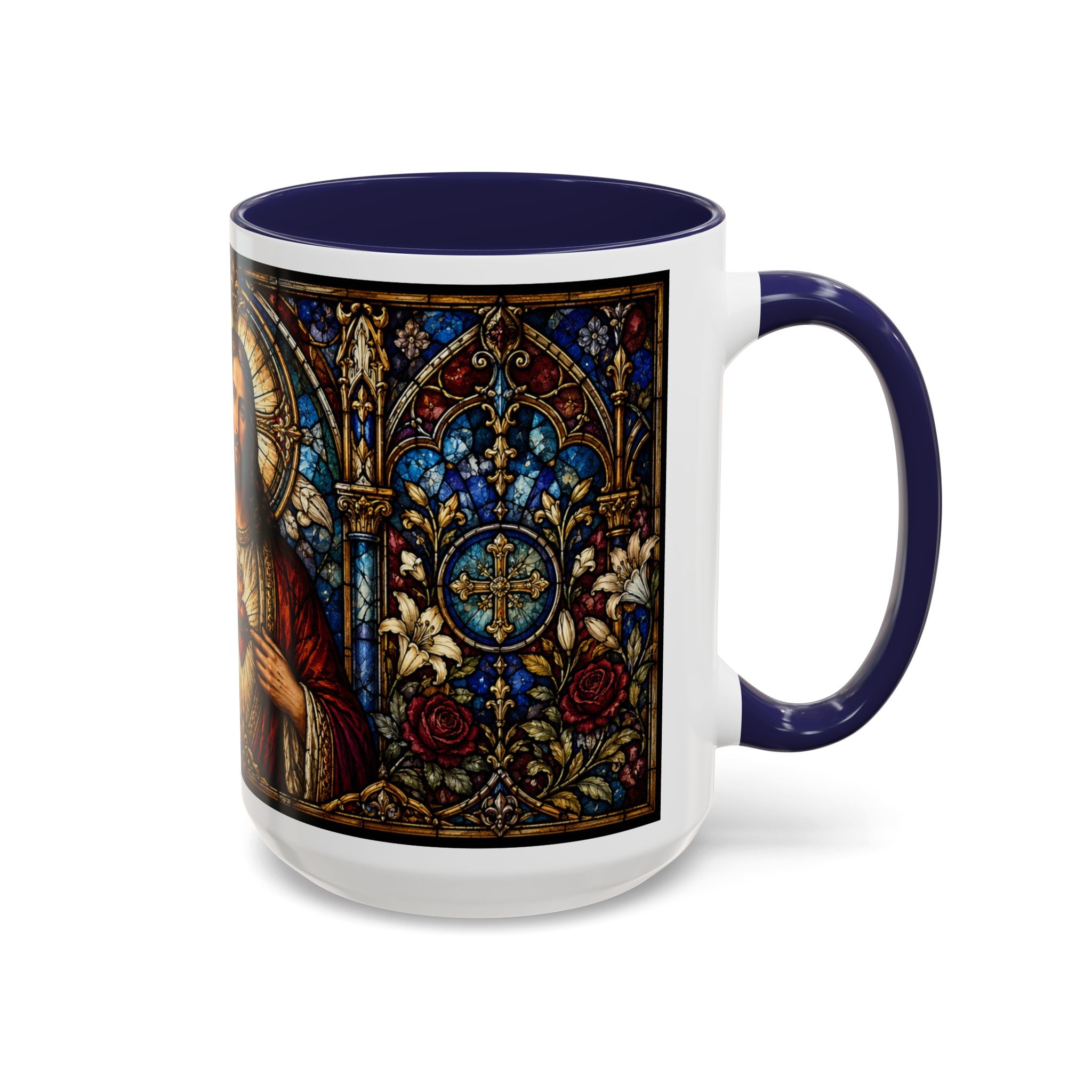 Sacred Heart Jesus Stained Glass Mug | Accent Coffee Mug