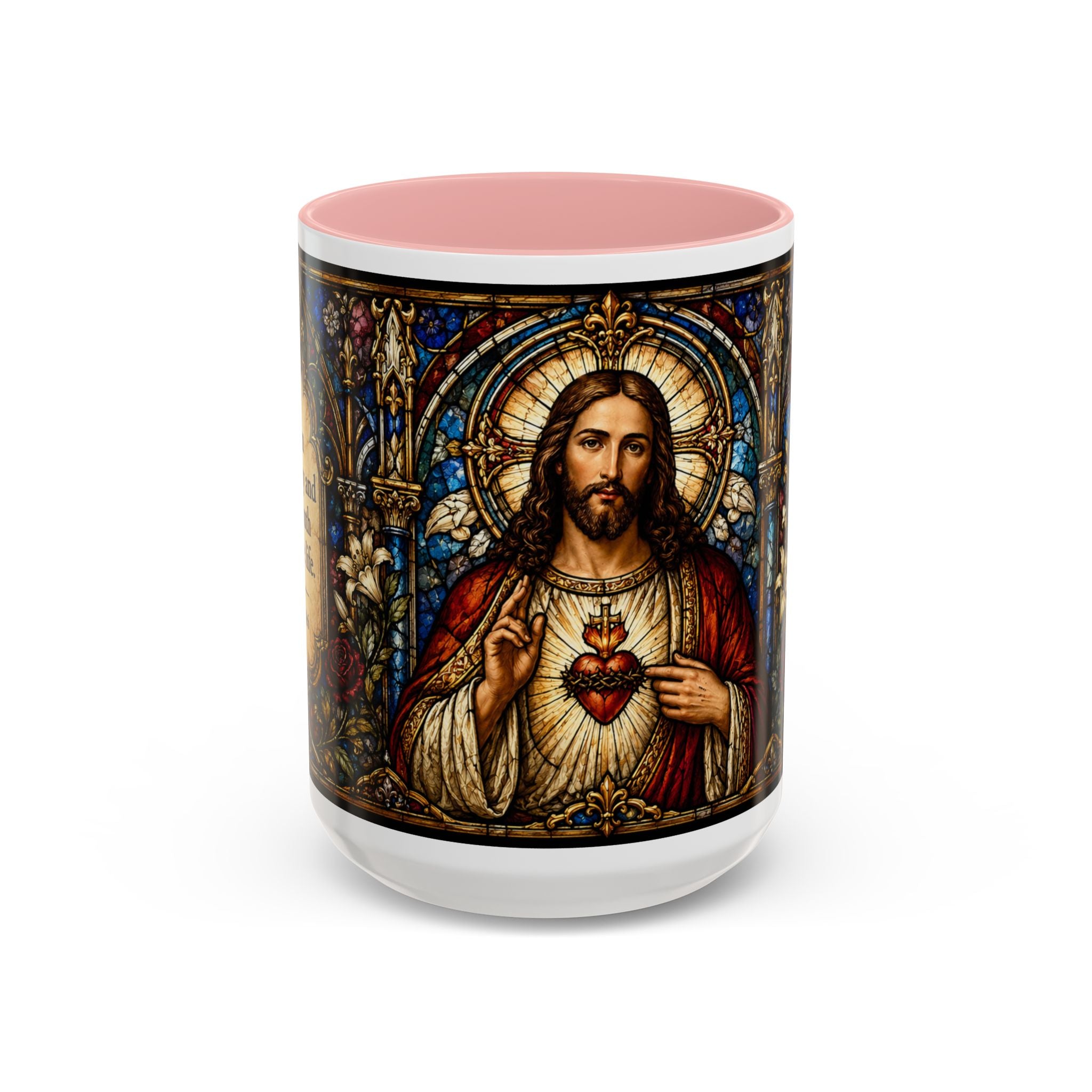 Sacred Heart Jesus Stained Glass Mug | Accent Coffee Mug