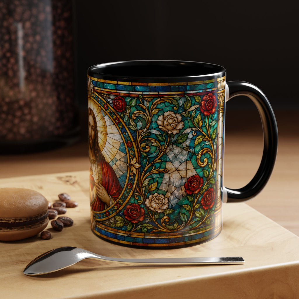 Sacred Heart Jesus Stained Glass Mug | Accent Coffee Mug 11oz 15oz