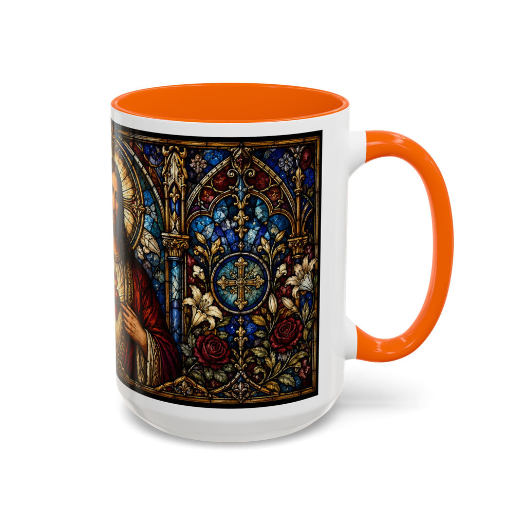 Sacred Heart Jesus Stained Glass Mug | Accent Coffee Mug