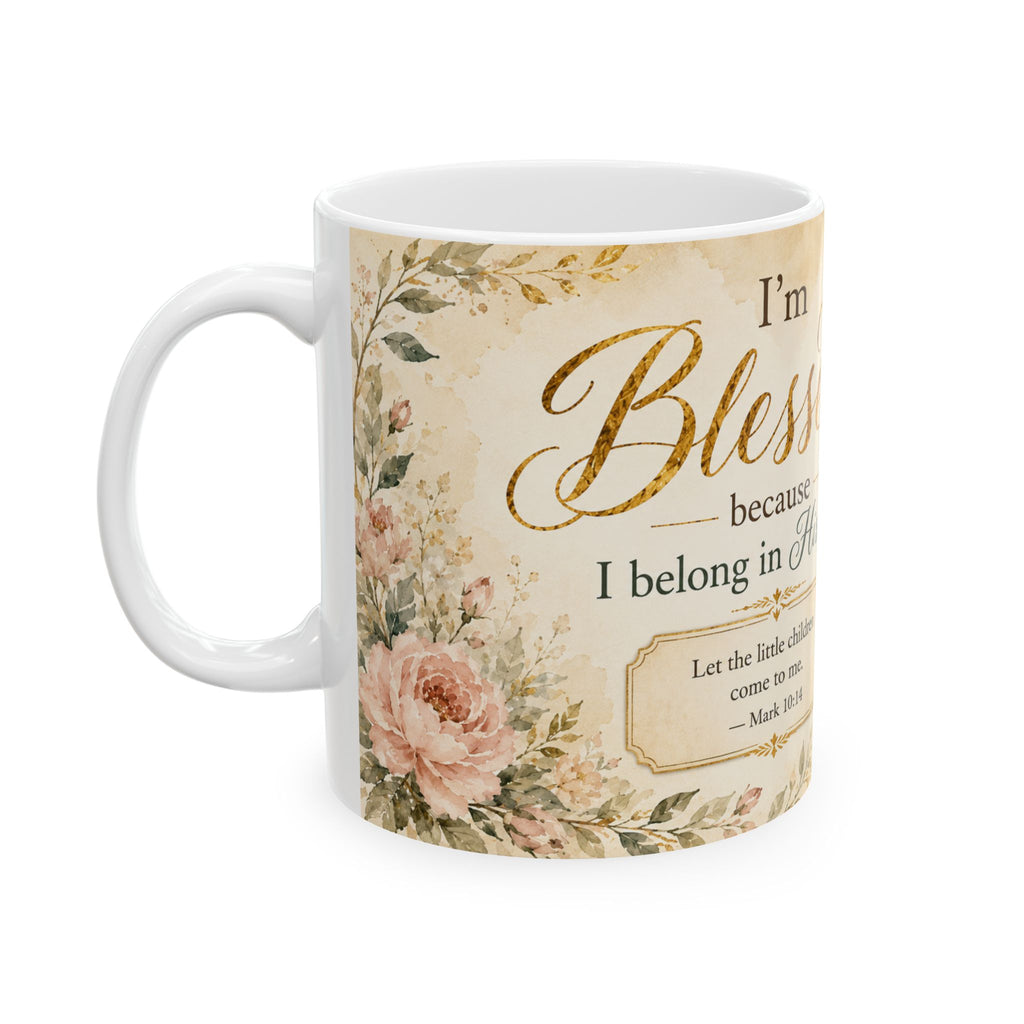 Jesus With Children Christian Mug, Mark 10:14 Bible Verse Coffee Cup, I’m Blessed Faith Gift