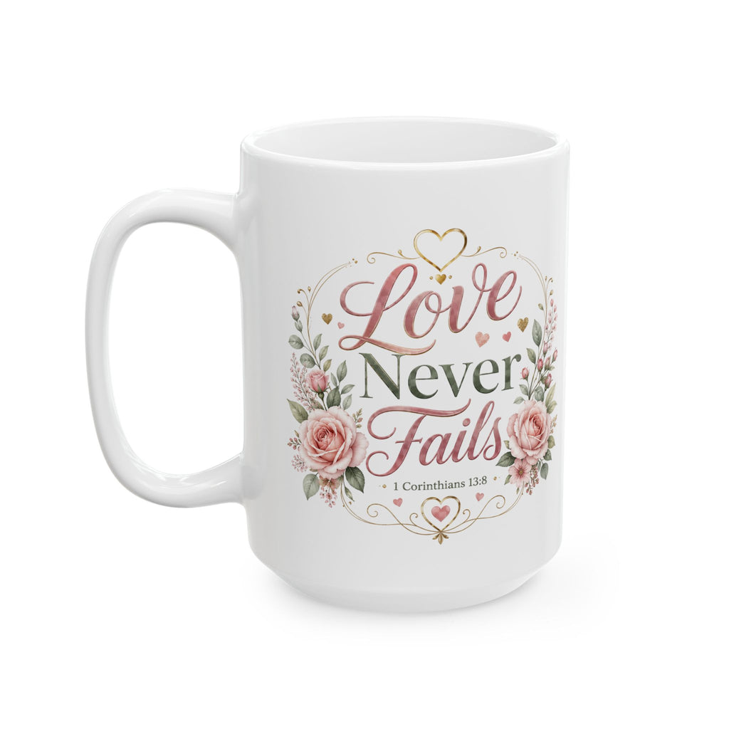 Love Never Fails coffe cup