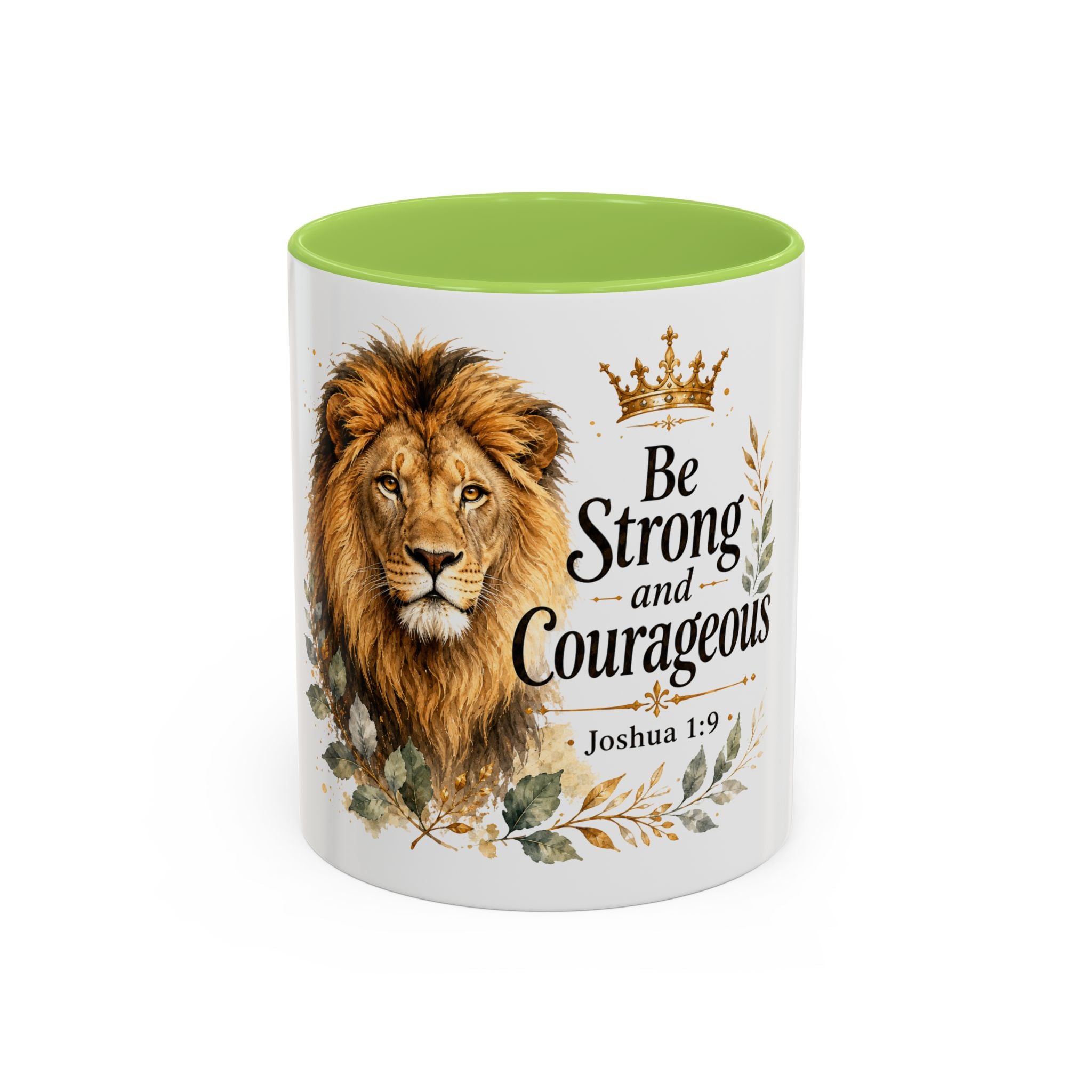 Strong and Courageous Lion Christian Mug | Accent Coffee Mug 11oz 15oz