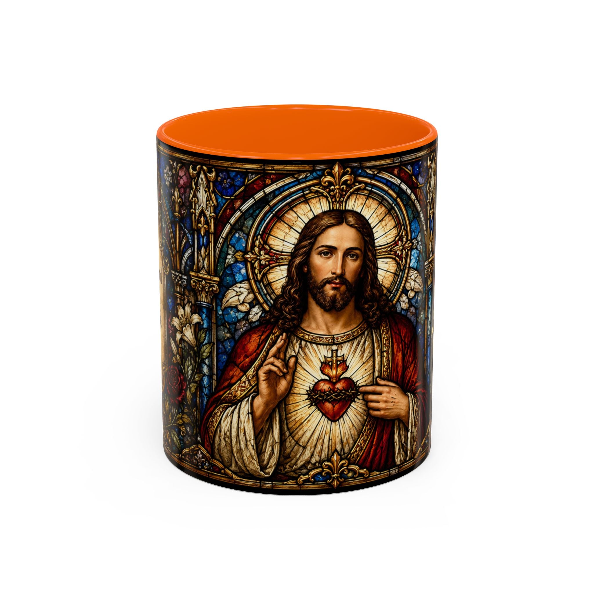 Sacred Heart Jesus Stained Glass Mug | Accent Coffee Mug