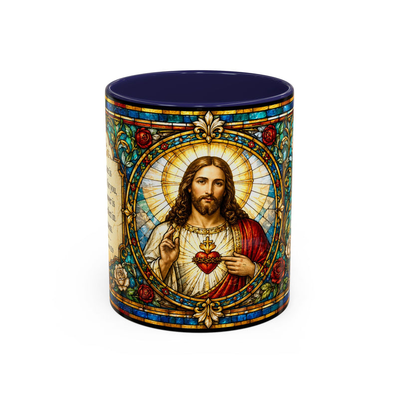 Sacred Heart Jesus Stained Glass Mug | Accent Coffee Mug 11oz 15oz
