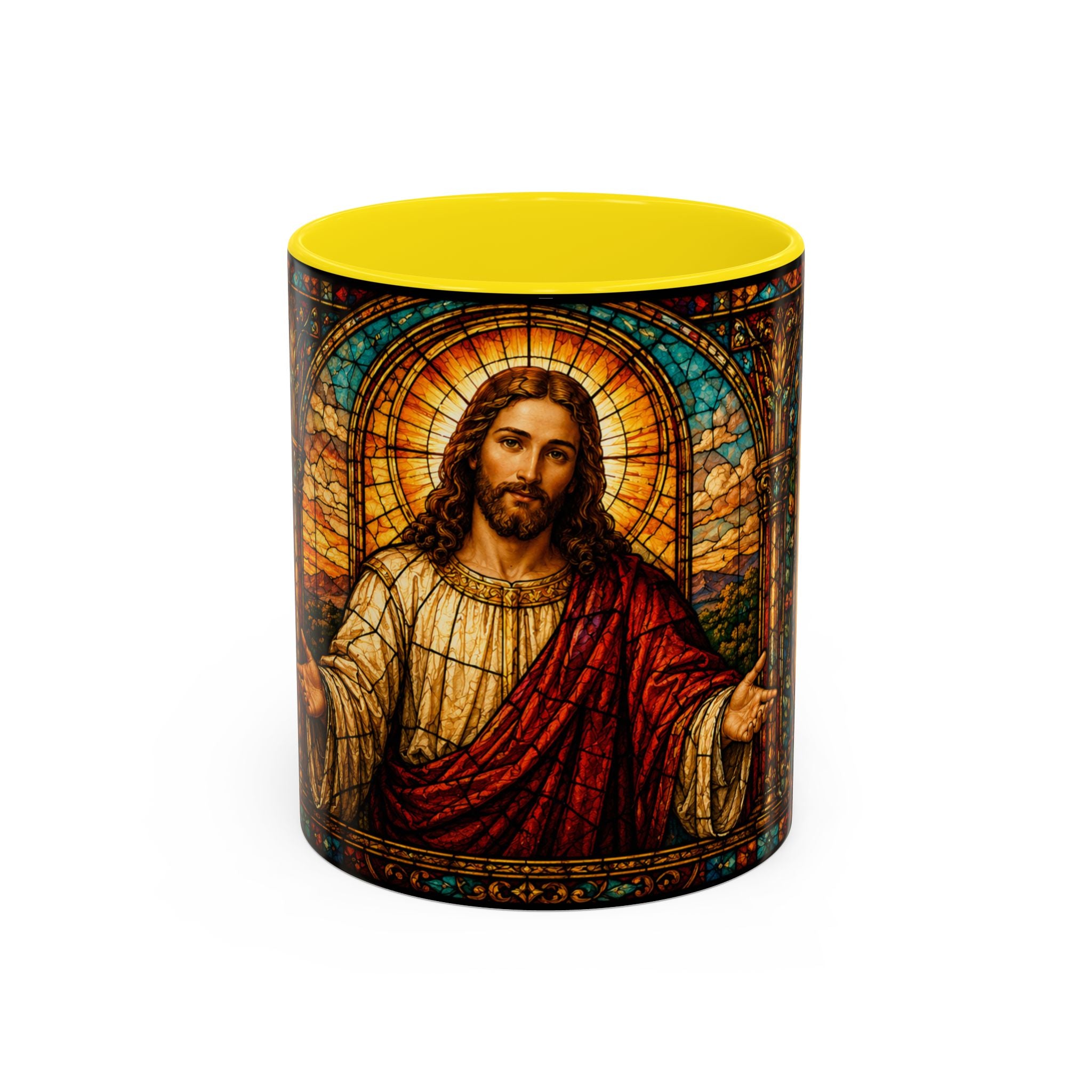 Jesus Stained Glass Artwork Mug | Accent Coffee Mug 11oz or 15oz