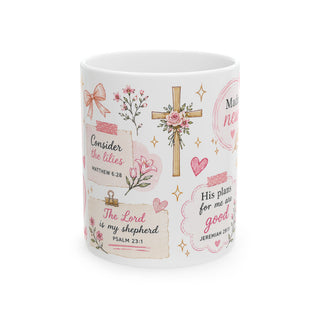Floral Scripture Collage Mug