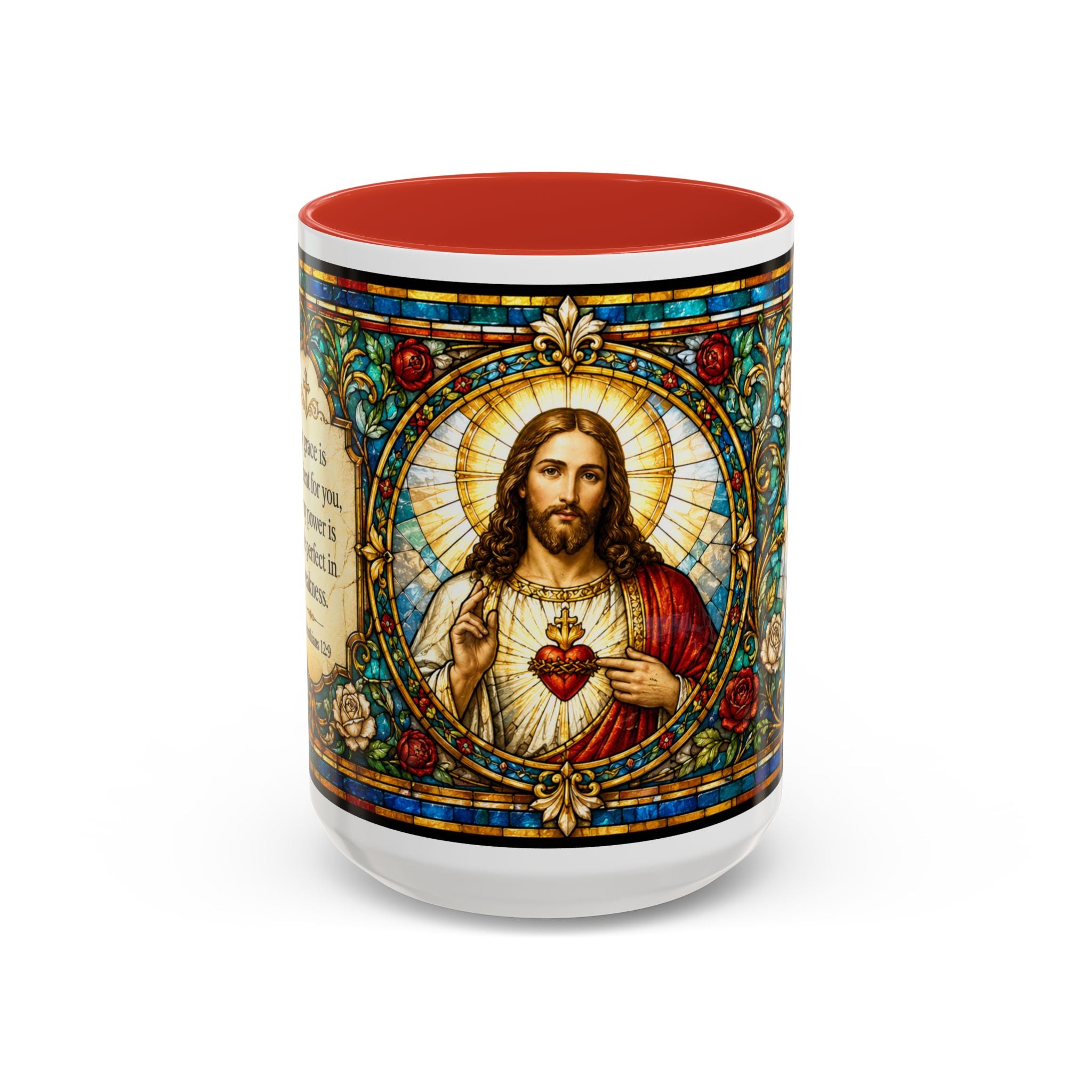 Sacred Heart Jesus Stained Glass Mug | Accent Coffee Mug 11oz 15oz