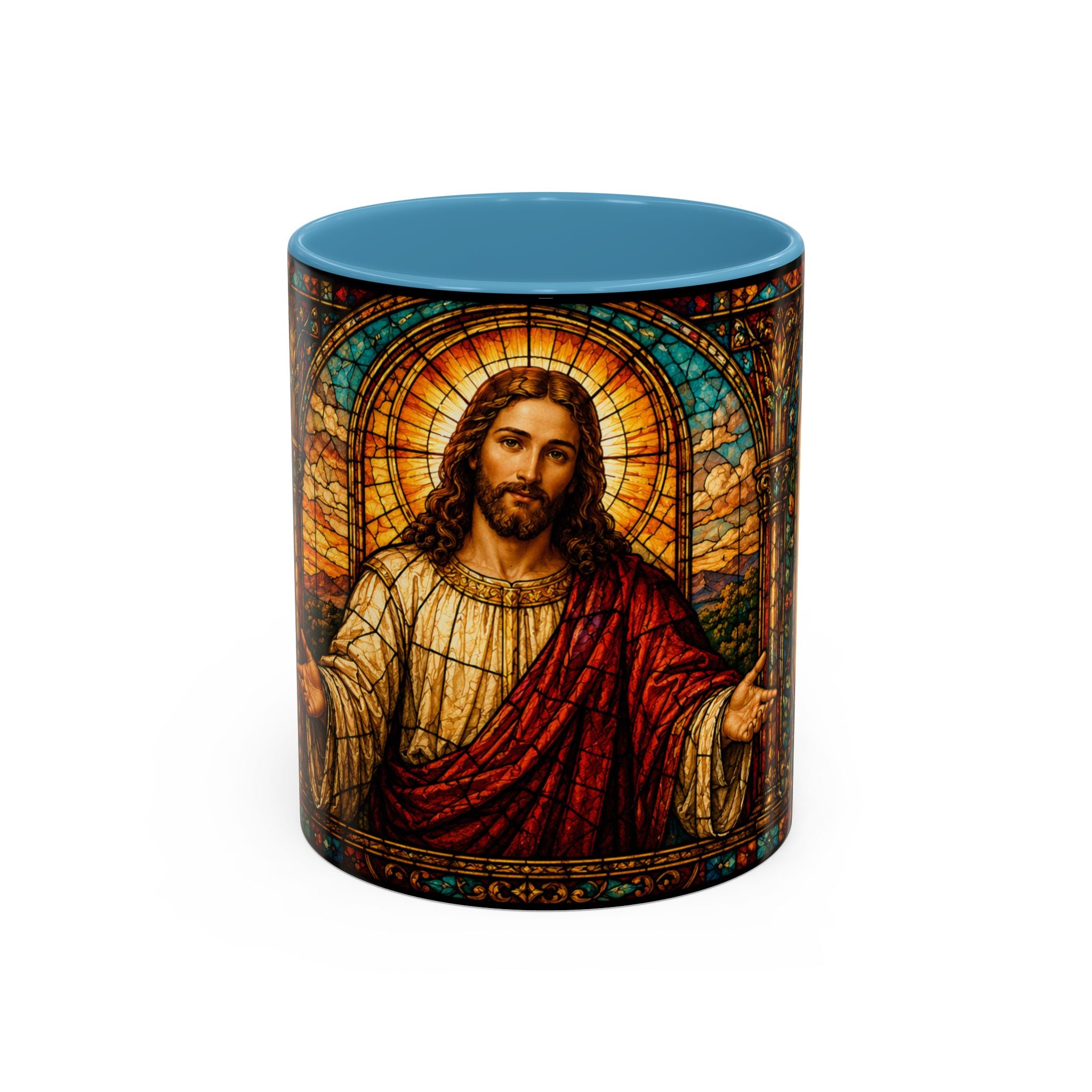 Jesus Stained Glass Artwork Mug | Accent Coffee Mug 11oz or 15oz
