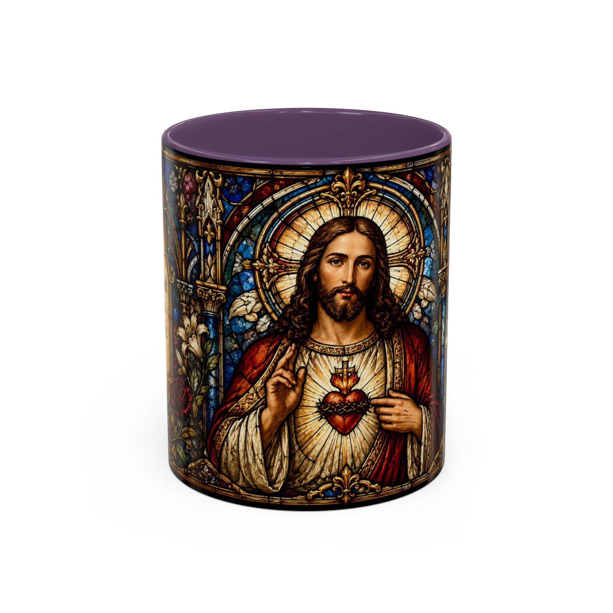 Sacred Heart Jesus Stained Glass Mug | Accent Coffee Mug