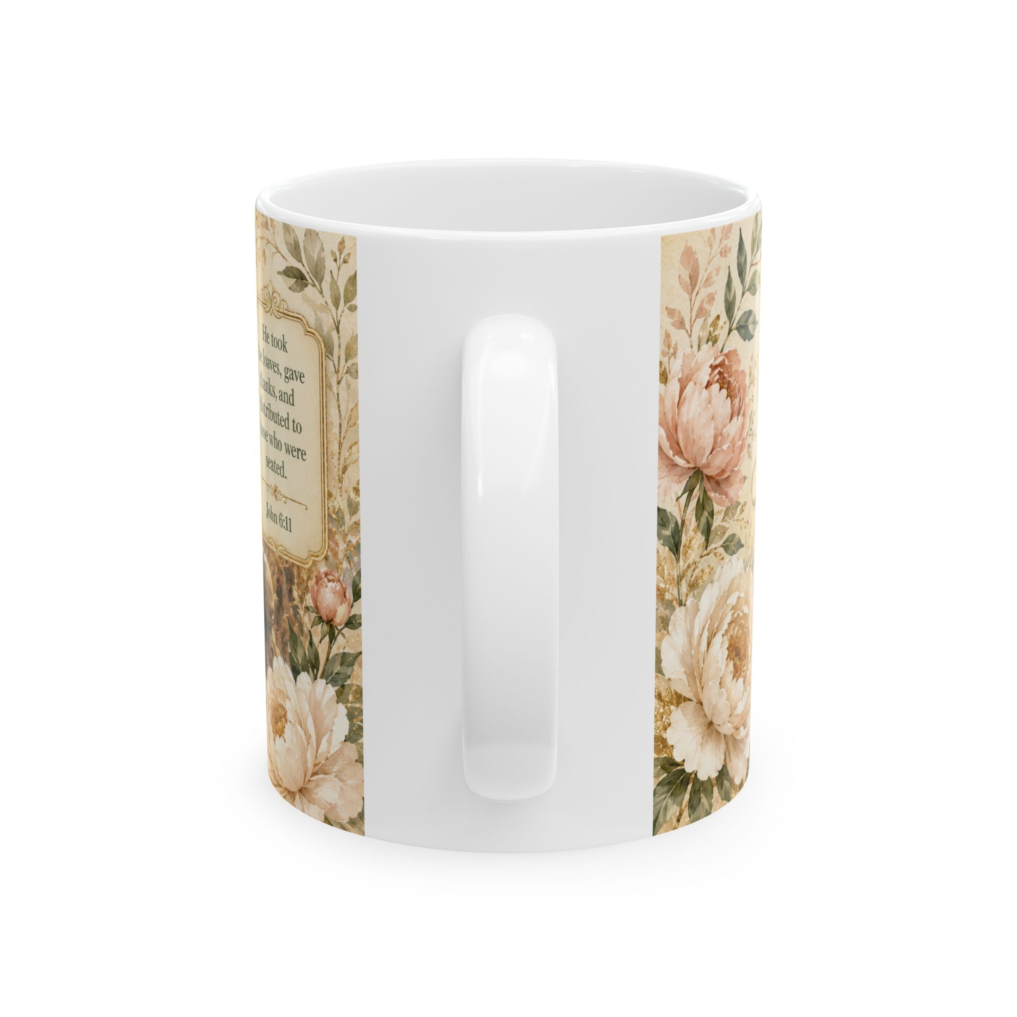 Jesus Feeds the Multitude Bible Verse Coffee Cup, Faith Gift