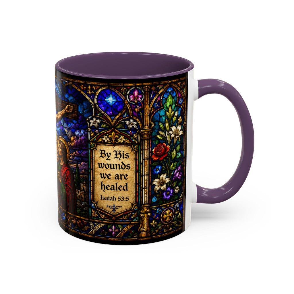 Jesus Crucifixion Mug, Christian Coffee Cup, Stained Glass Cross Mug, Faith Bible Mug, Religious Gift, Holy Bible Coffee Cup