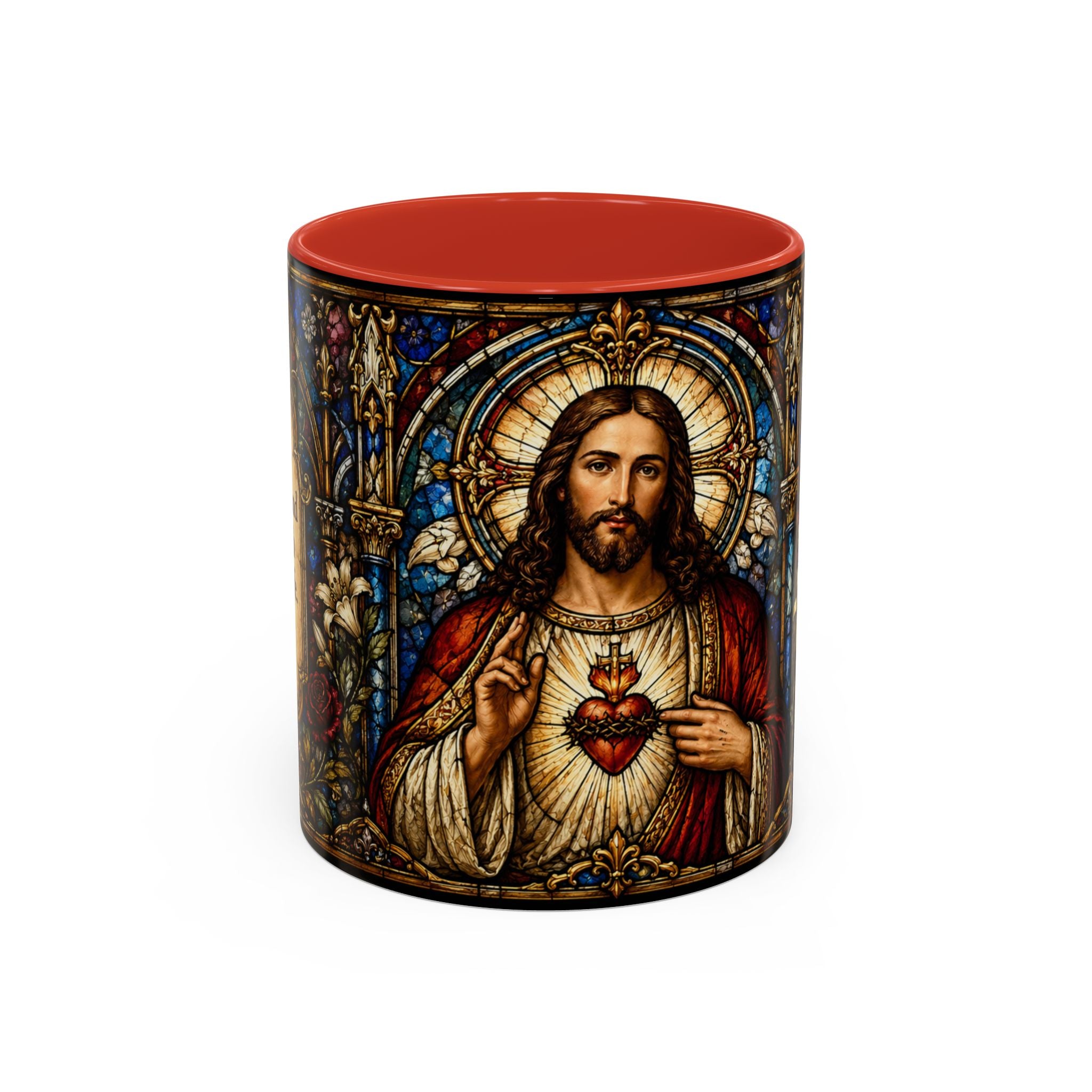 Sacred Heart Jesus Stained Glass Mug | Accent Coffee Mug