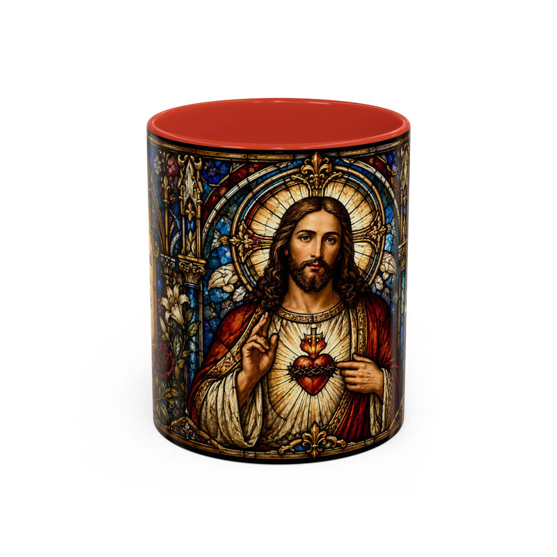 Sacred Heart Jesus Stained Glass Mug | Accent Coffee Mug