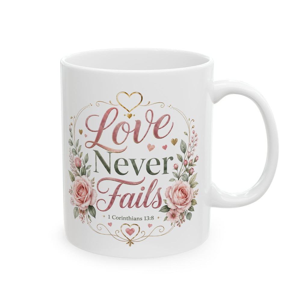 Love Never Fails coffe cup