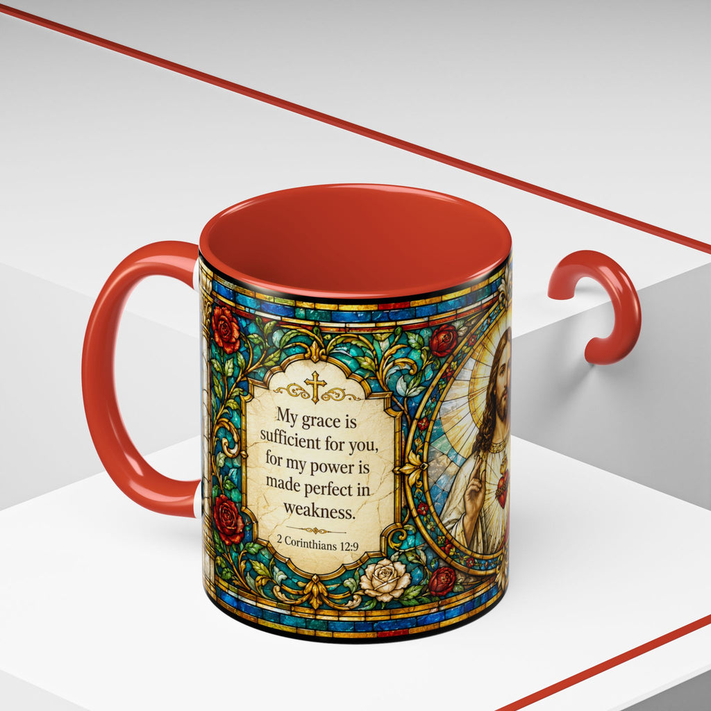 Sacred Heart Jesus Stained Glass Mug | Accent Coffee Mug 11oz 15oz