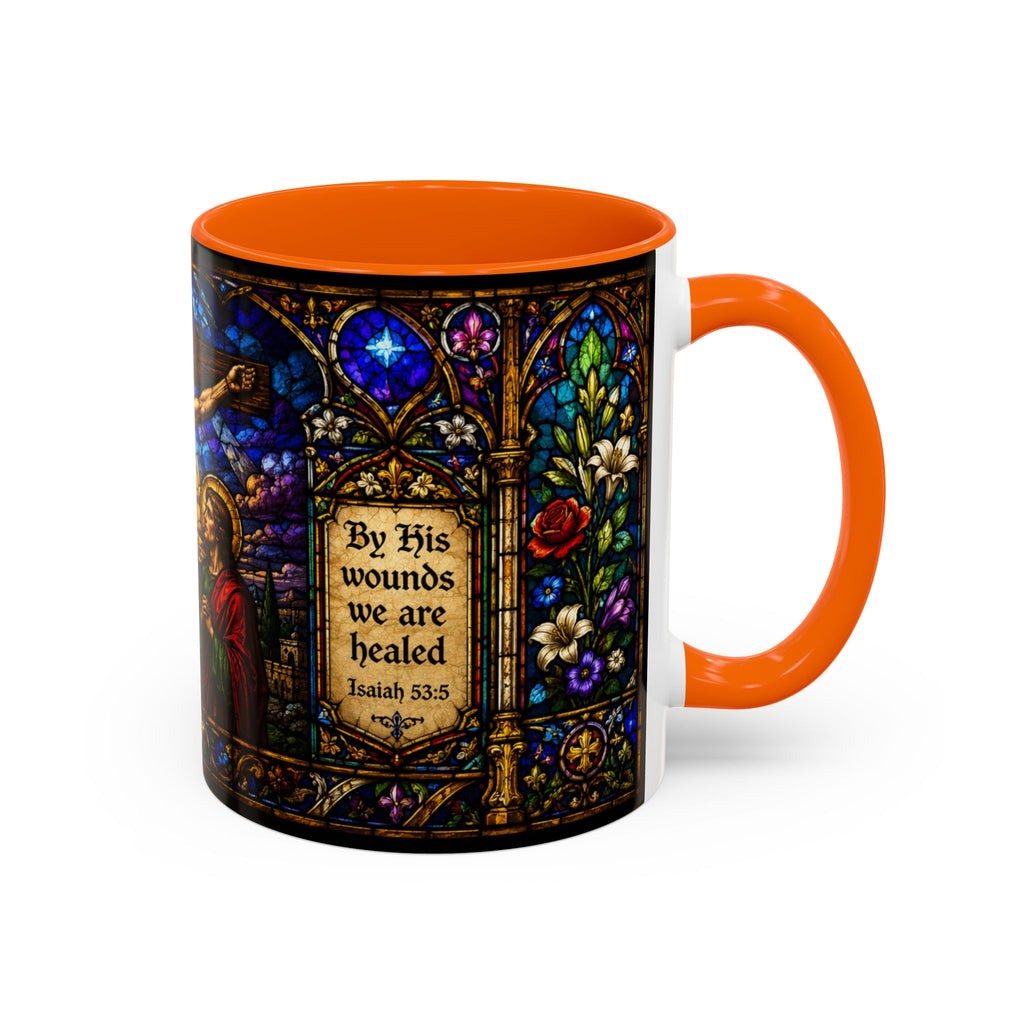 Jesus Crucifixion Mug, Christian Coffee Cup, Stained Glass Cross Mug, Faith Bible Mug, Religious Gift, Holy Bible Coffee Cup