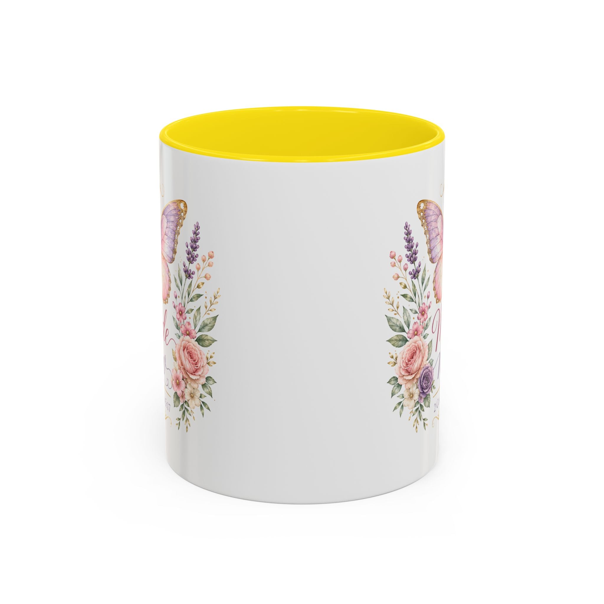Biblical Butterfly Cup Accent Coffee Mug | Scripture Floral Ceramic
