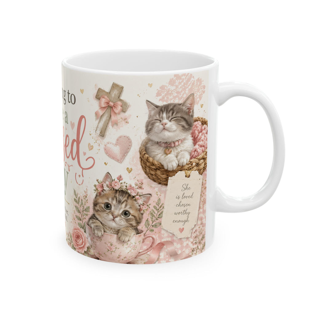 Christian Cat Mug, Blessed Day Kitten Cup, Psalm 46:5 Gift