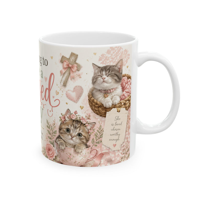 Christian Cat Mug, Blessed Day Kitten Cup, Psalm 46:5 Gift