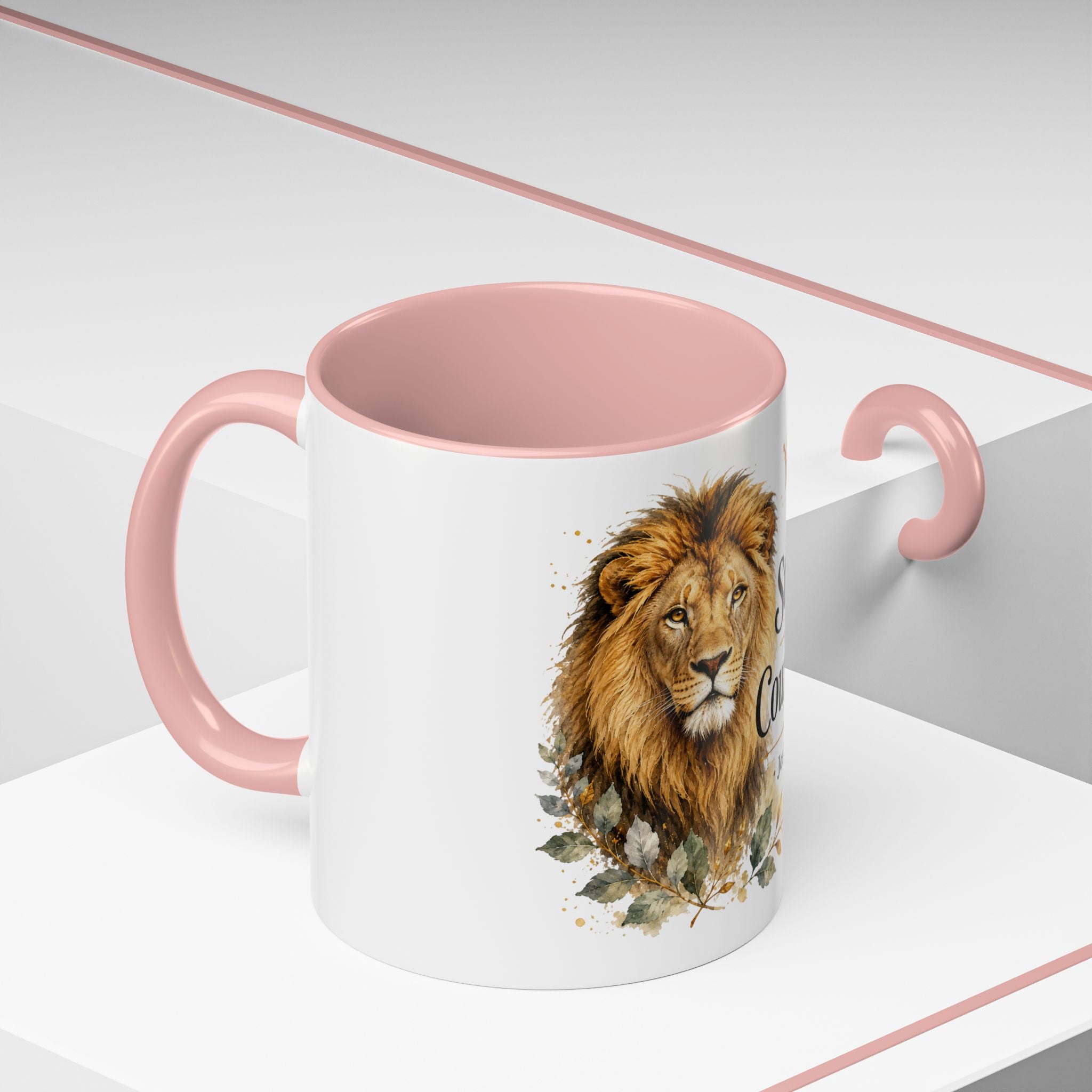 Strong and Courageous Lion Christian Mug | Accent Coffee Mug 11oz 15oz