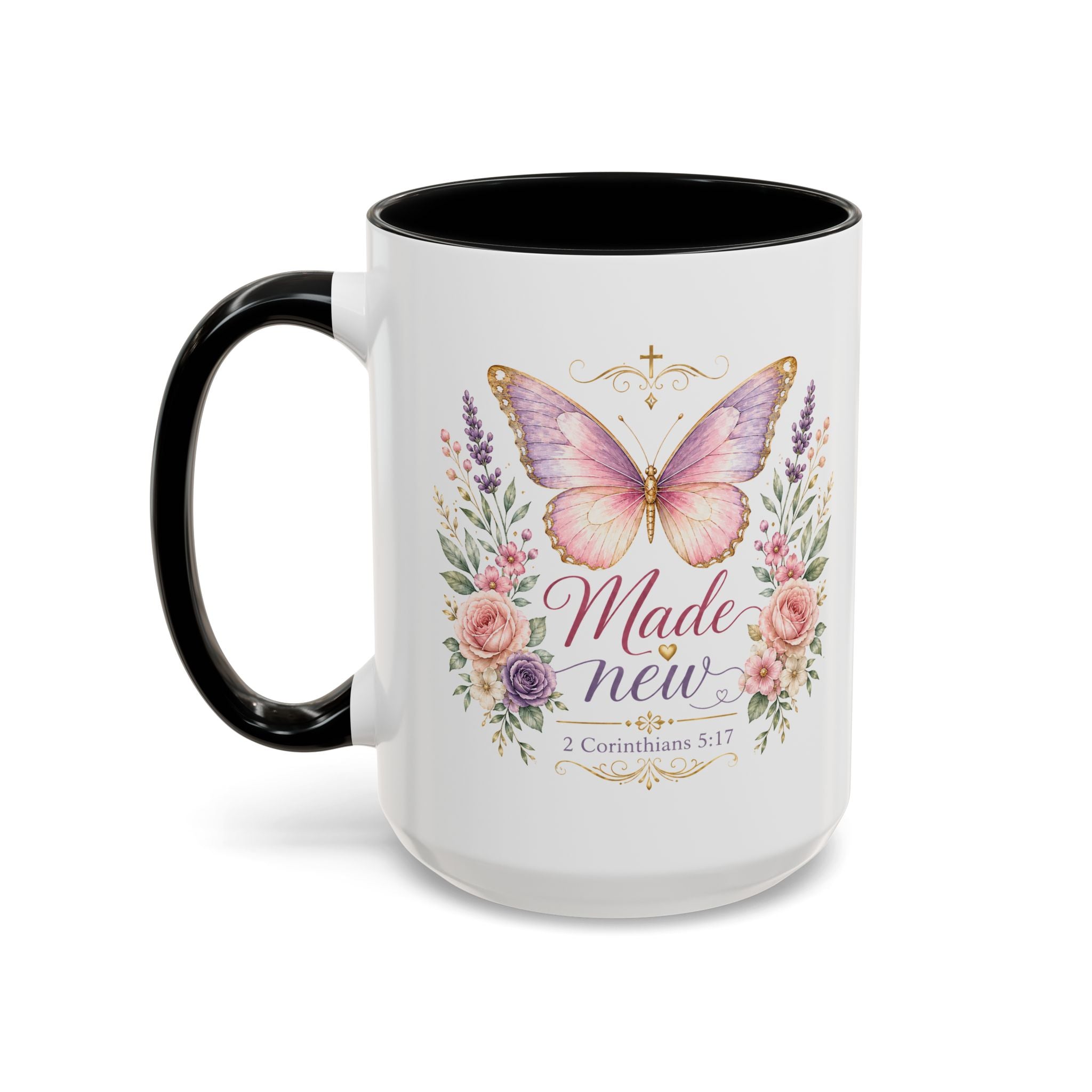 Biblical Butterfly Cup Accent Coffee Mug | Scripture Floral Ceramic
