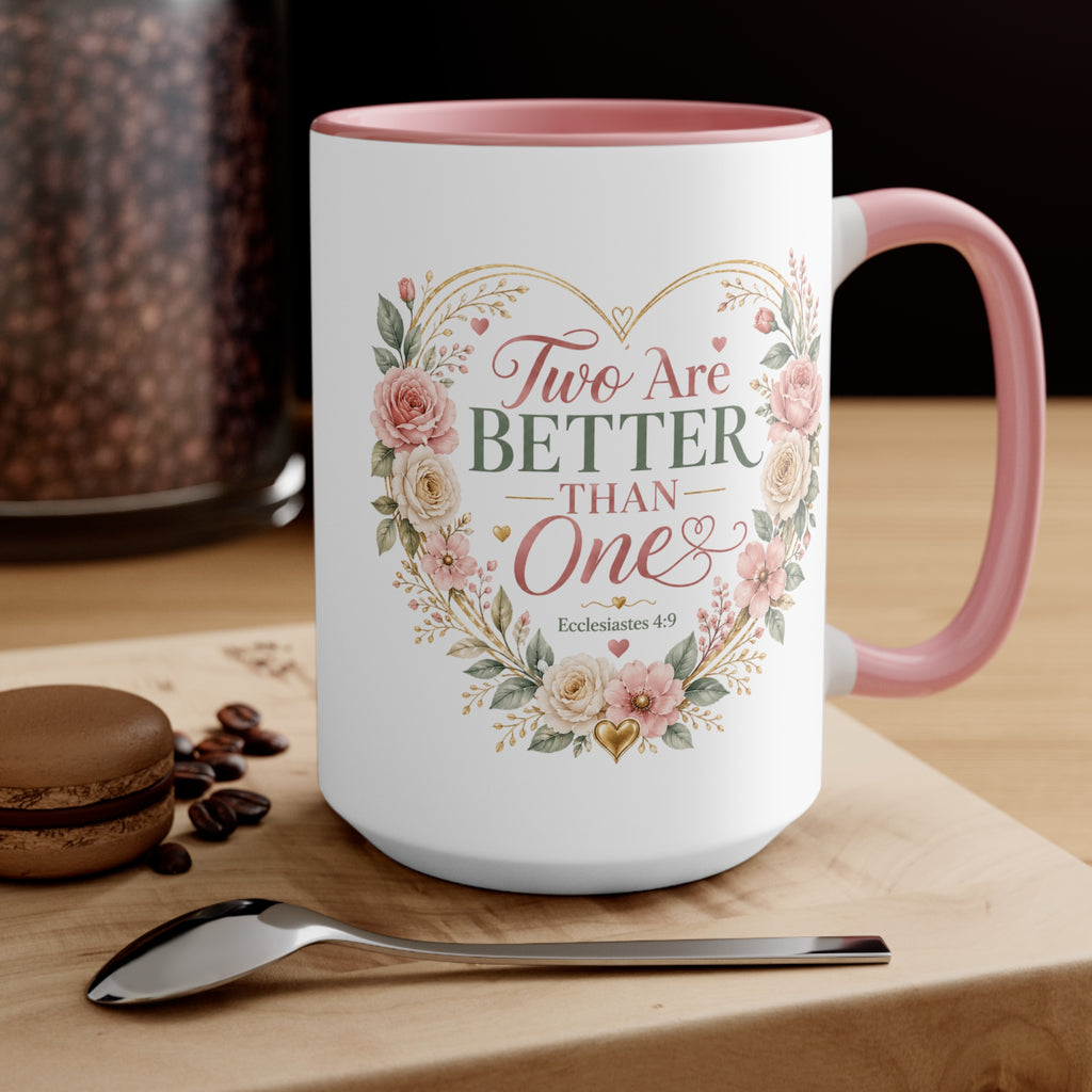 Love and Relationship Heart Illustration Accent Mug | Romantic Couple Love Design