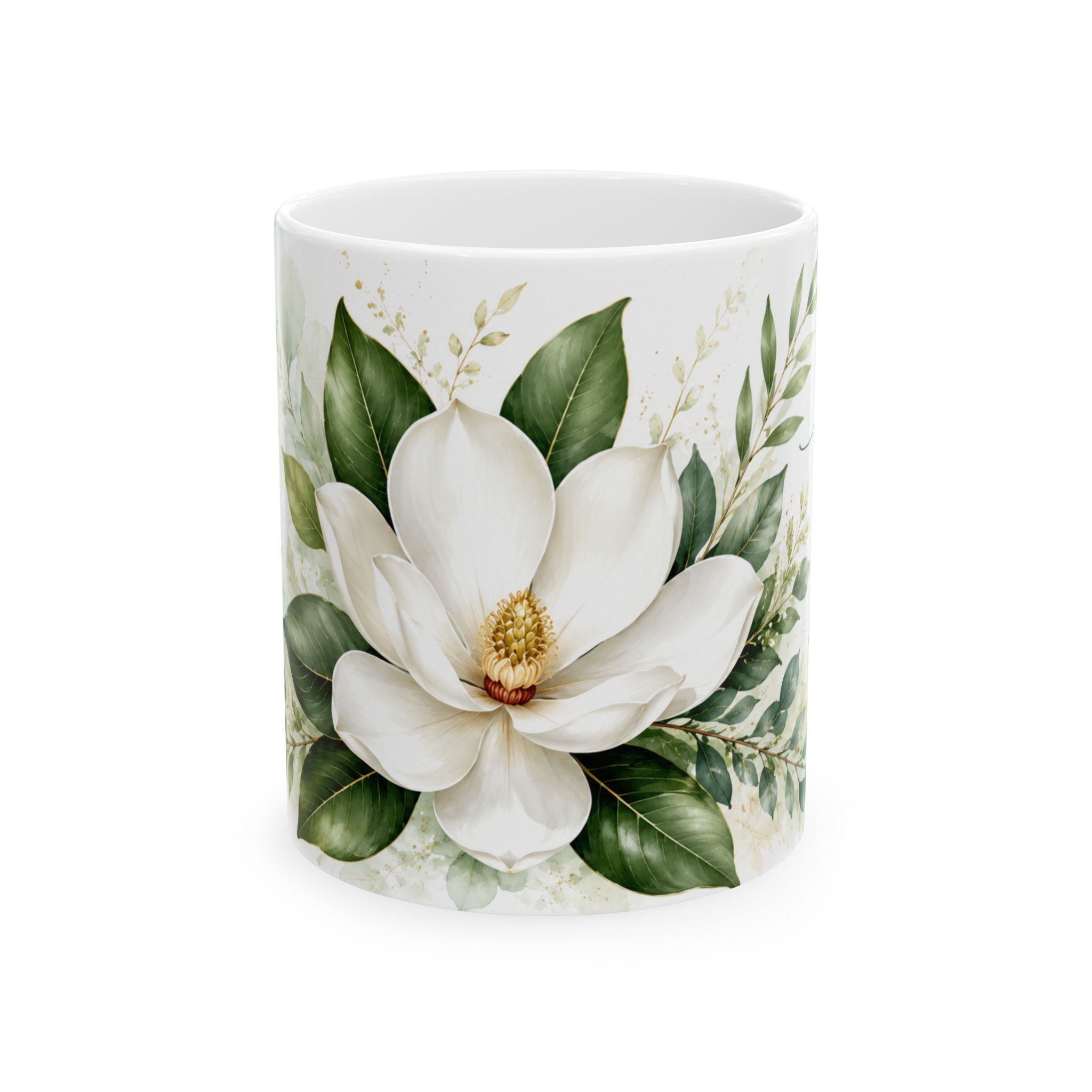 White Magnolia Floral Mug
