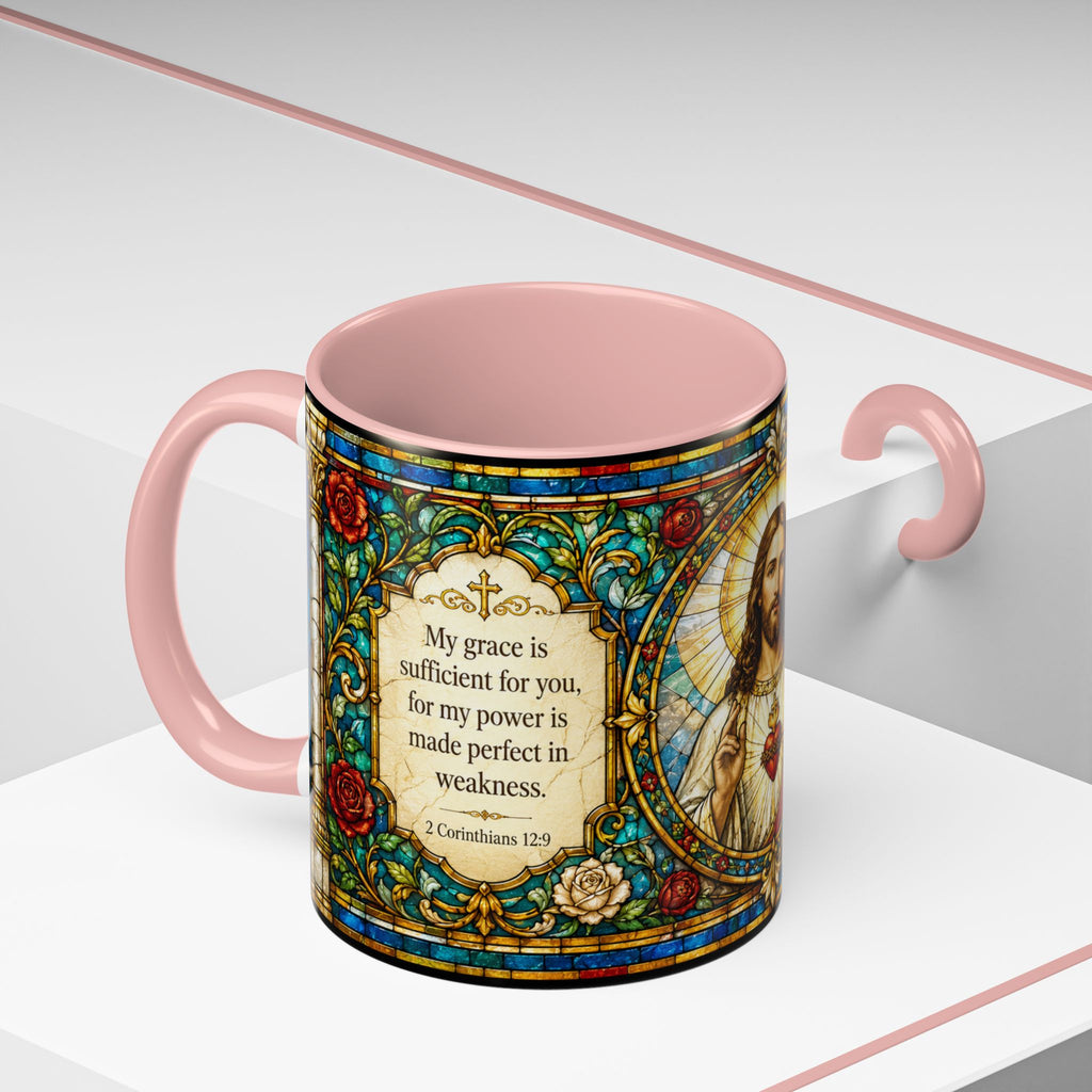 Sacred Heart Jesus Stained Glass Mug | Accent Coffee Mug 11oz 15oz