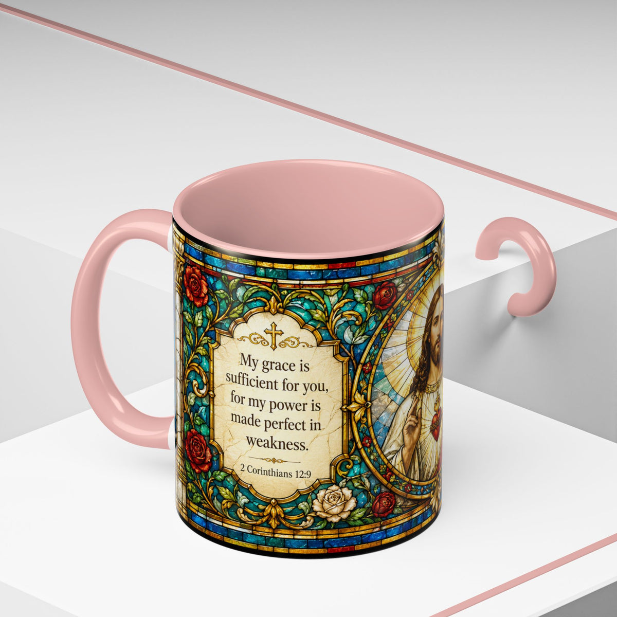 Sacred Heart Jesus Stained Glass Mug | Accent Coffee Mug 11oz 15oz